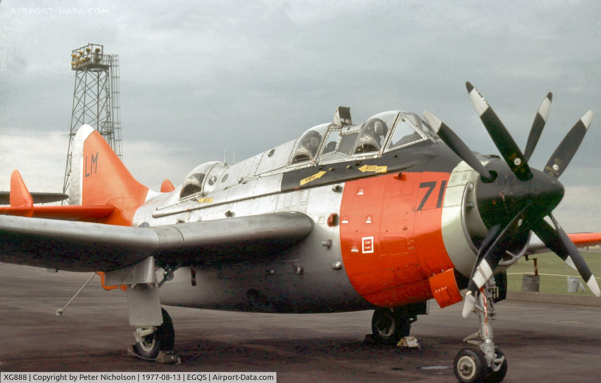 XG888, 1957 Fairey Gannet T.5 C/N F9417, Gannet T.5 of 849 Squadron at the 1977 RAF Lossiemouth Open Day.