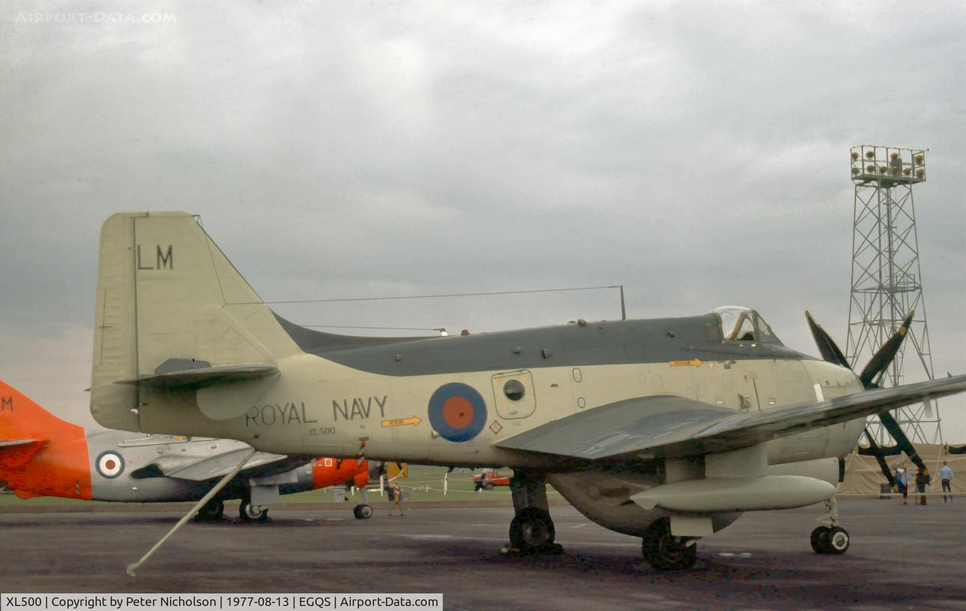 XL500, 1961 Fairey Gannet AEW.3 C/N F9459, Gannet AEW.3 of 849 Squadron at the 1977 RAF Lossiemouth Open Day.