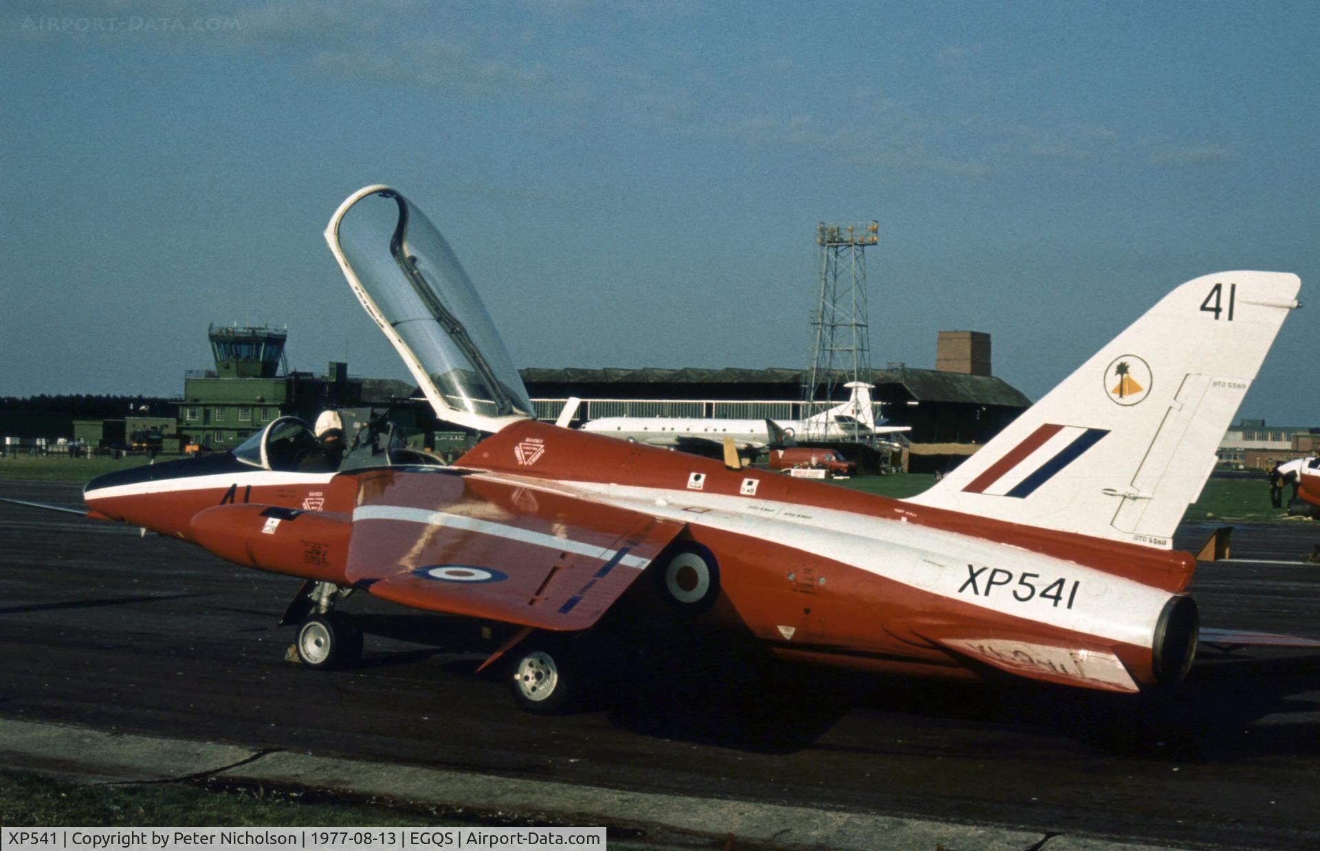 XP541, 1963 Hawker Siddeley Gnat T.1 C/N FL543, Gnat T.1 of 4 Flying Training School at the 1977 RAF Lossiemouth Open Day.