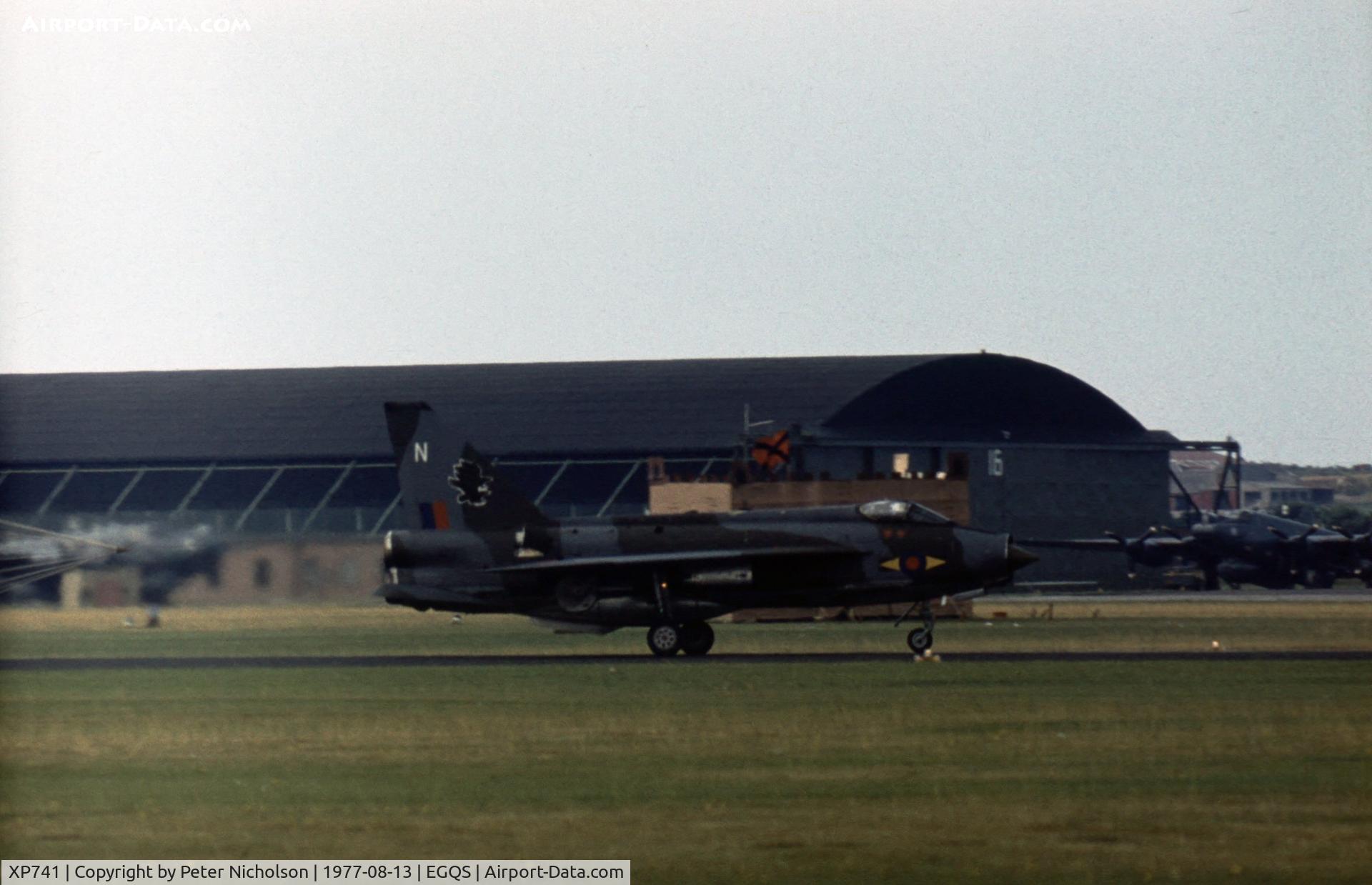 XP741, 1964 English Electric Lightning F.3 C/N 95169, Lightning F.3 of 11 Squadron landing at the 1977 RAF Lossiemouth Open Day.