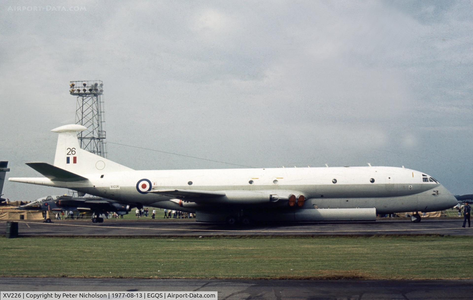 XV226, 1968 Hawker Siddeley Nimrod MR.1 C/N 8001, Nimrod MR.1 at the 1977 RAF Lossiemouth Open Day.