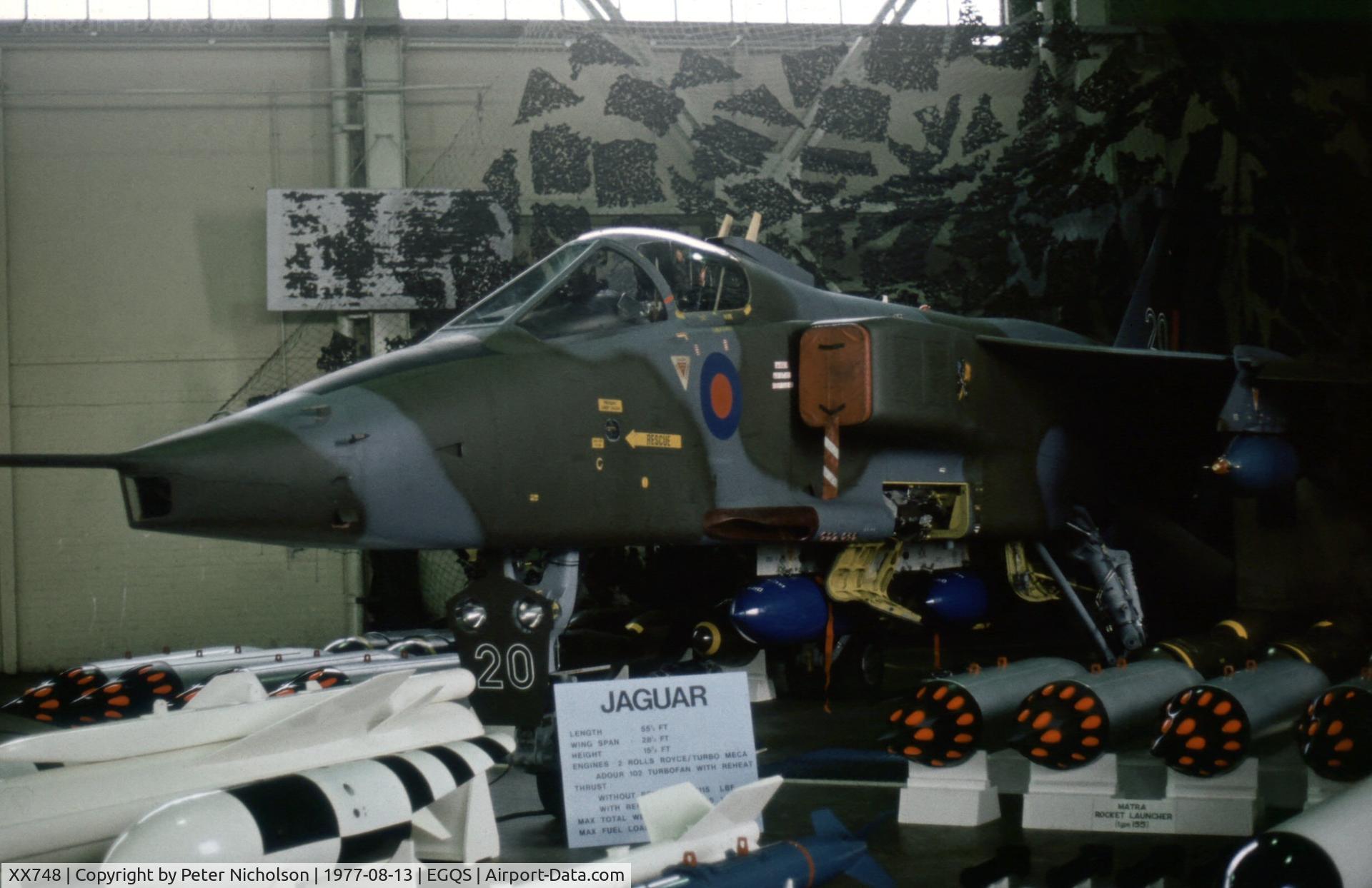 XX748, 1974 Sepecat Jaguar GR.1 C/N S.45, Jaguar GR.1 of 226 Operational Conversion Unit at the 1977 RAF Lossiemouth Open Day.