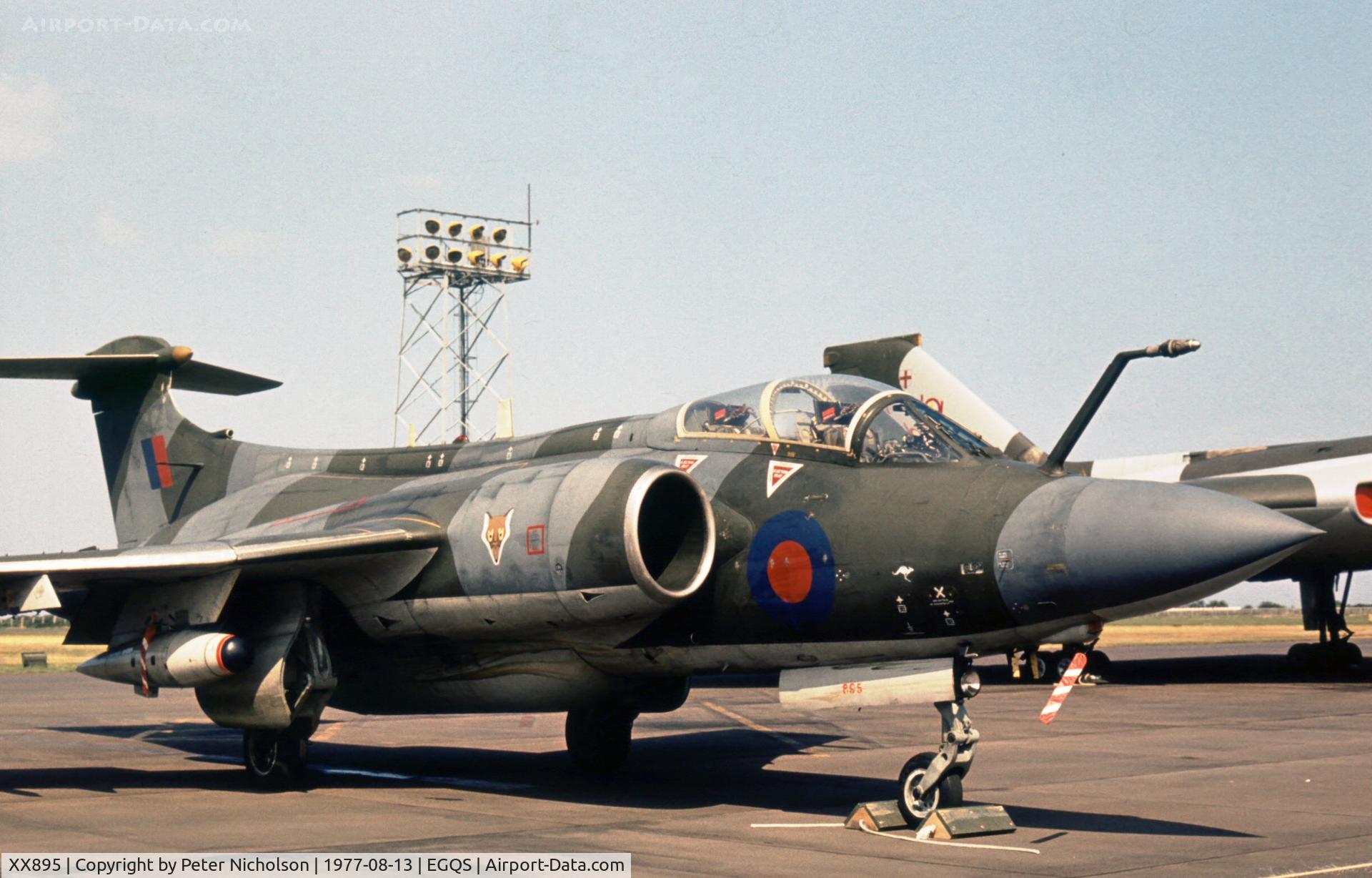 XX895, 1975 Hawker Siddeley Buccaneer S.2B C/N B3-04-74, Buccaneer S.2B of 12 Squadron at the 1977 RAF Lossiemouth Open Day.