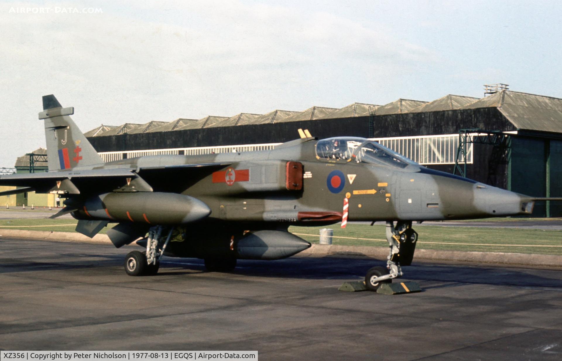 XZ356, 1976 Sepecat Jaguar GR.1A C/N S.123, Jaguar GR.1 of 41 Squadron at the 1977 RAF Lossiemouth Open Day.