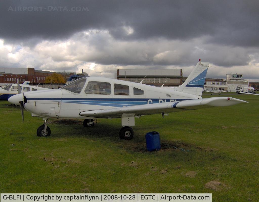 G-BLFI, 1984 Piper PA-28-181 Cherokee Archer II C/N 28-8490034, Belongs to Bonus Aviation. Snow clouds gather in the background.