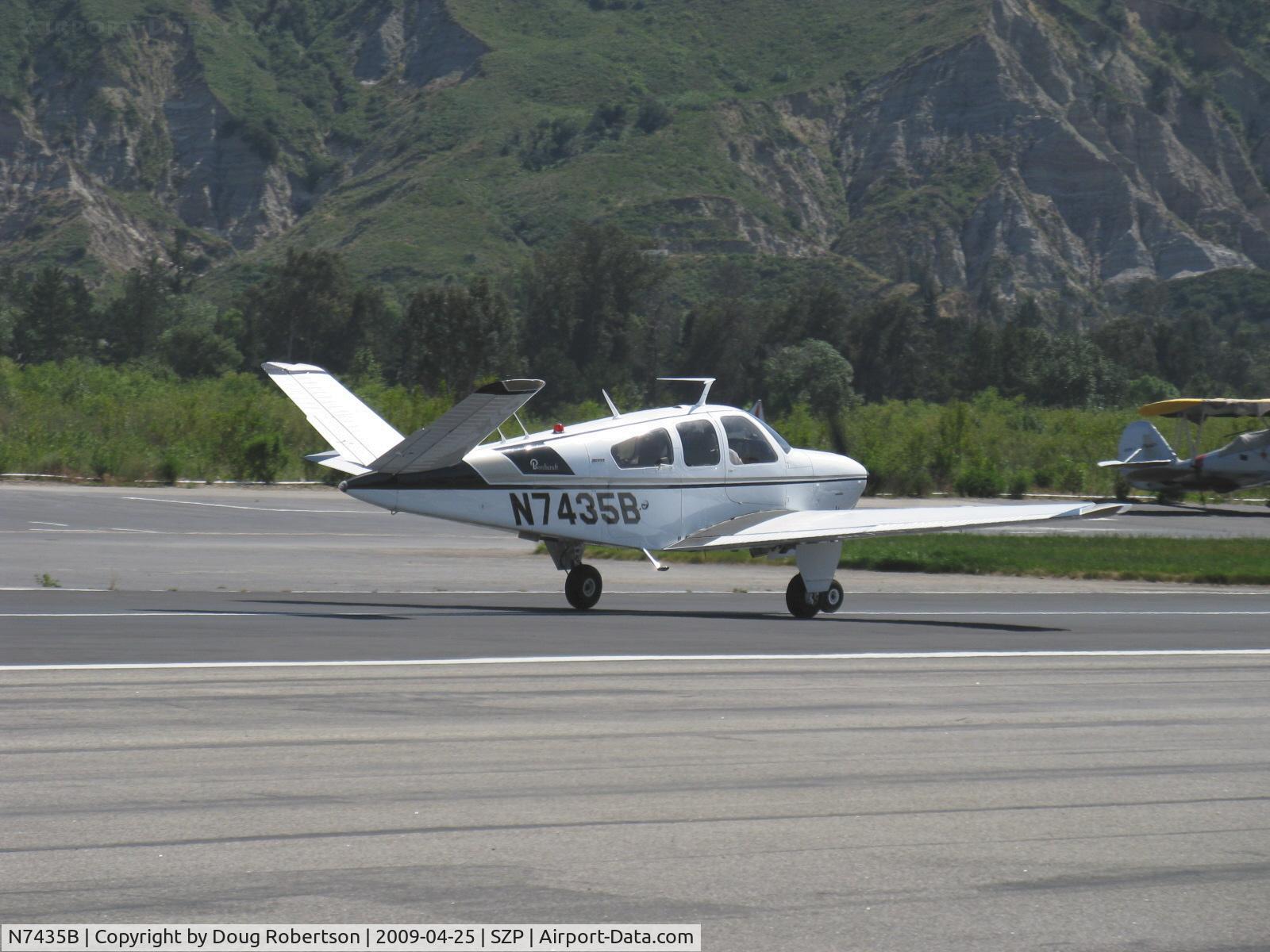 N7435B, 1974 Beech V35B Bonanza C/N D-9593, 1974 Beech V35B BONANZA, Continental IO-520-B 285 Hp, takeoff roll Rwy 22