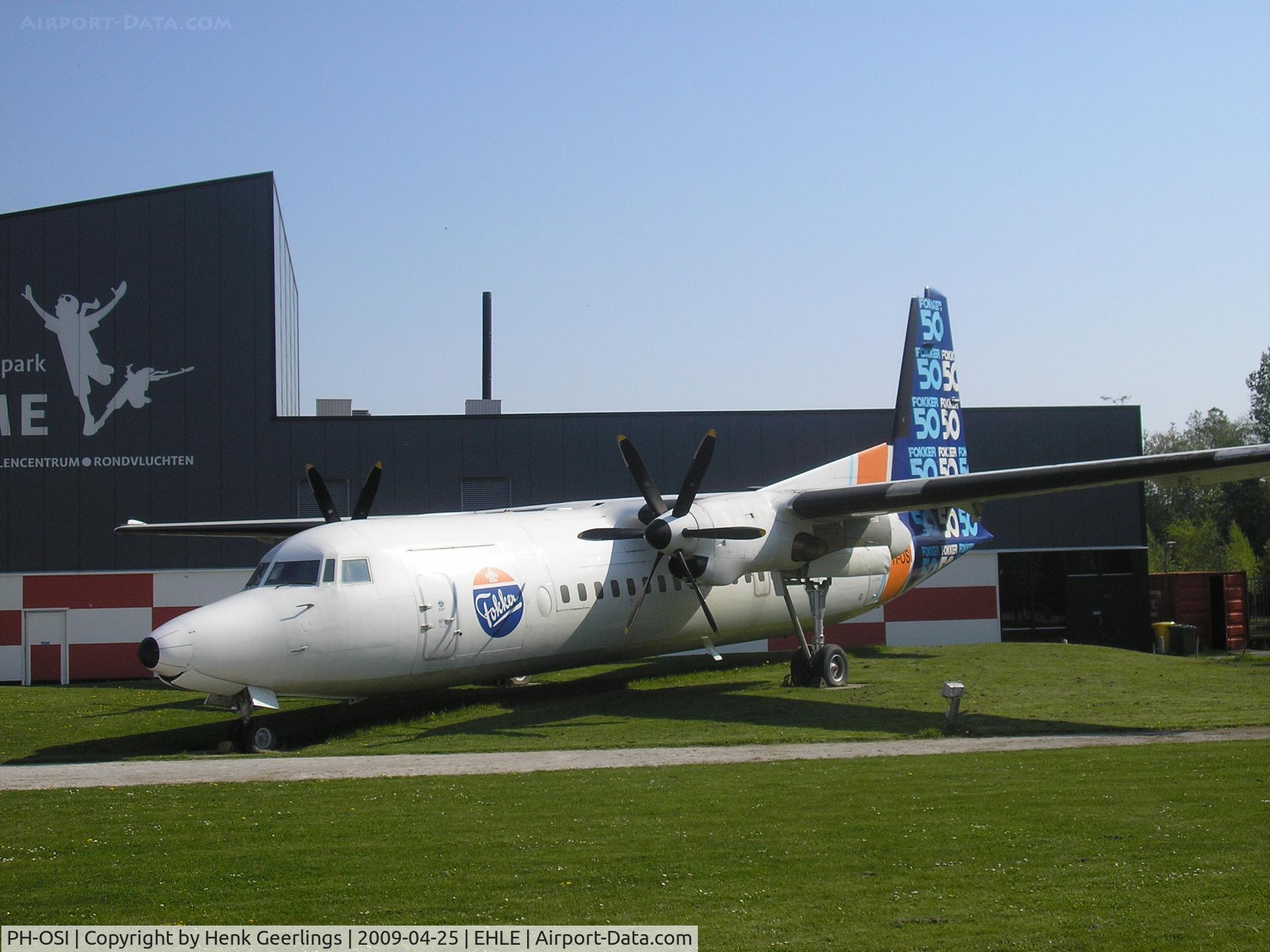 PH-OSI, 1986 Fokker 50 C/N 10688, Fokker F50 as Gate Guard at the Aviationmuseum Aviodrome at Lelystad Airport