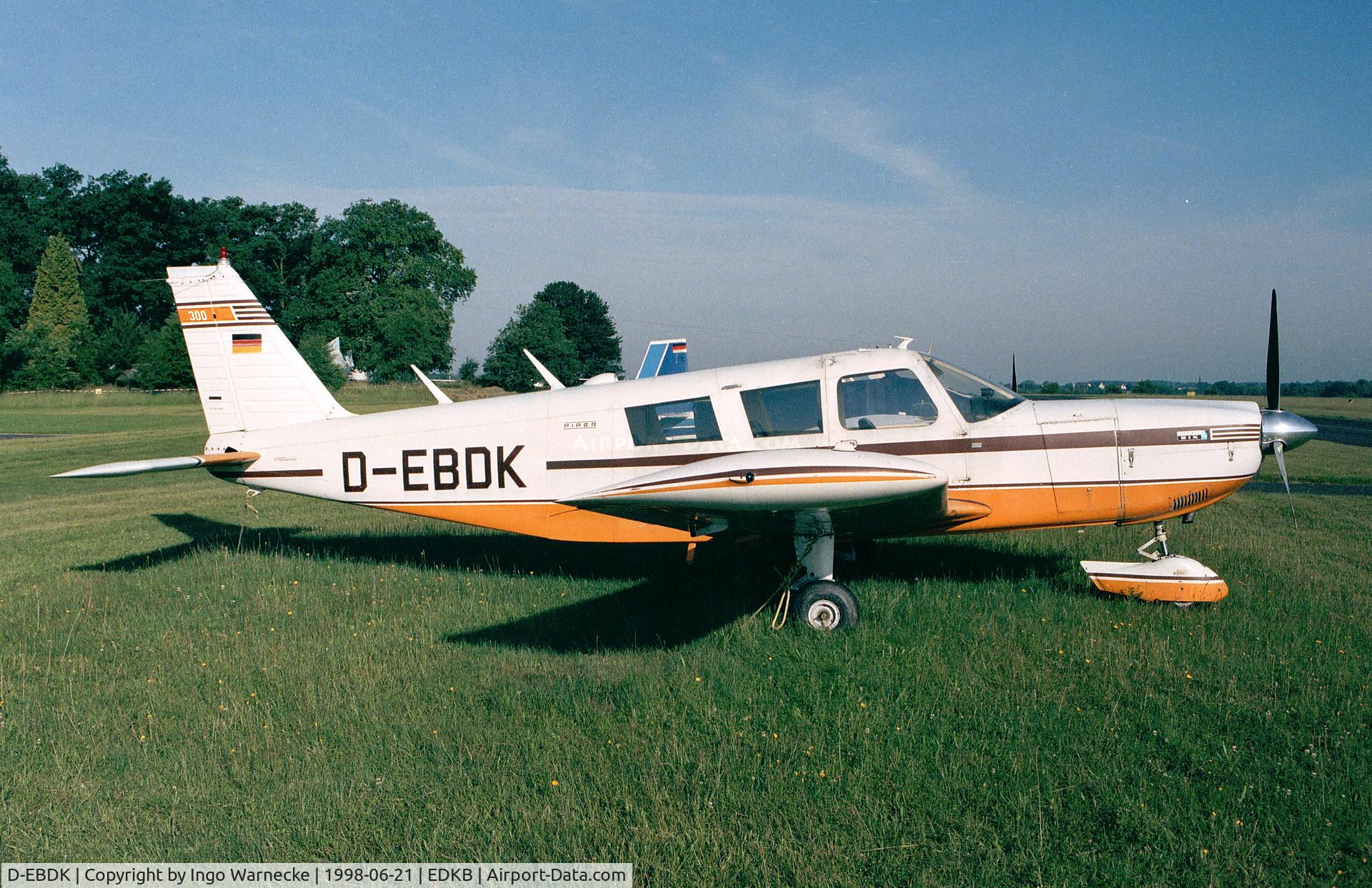 D-EBDK, 1970 Piper PA-32-300 C Cherokee Six C/N 32-40963, Piper PA-32-300 Cherokee Six C at Bonn-Hangelar airfield