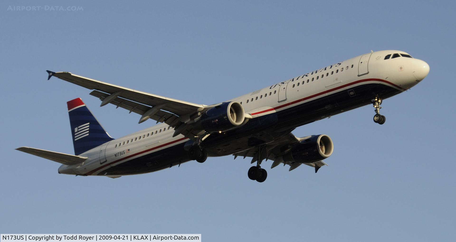 N173US, 2001 Airbus A321-211 C/N 1481, Landing 24R at LAX