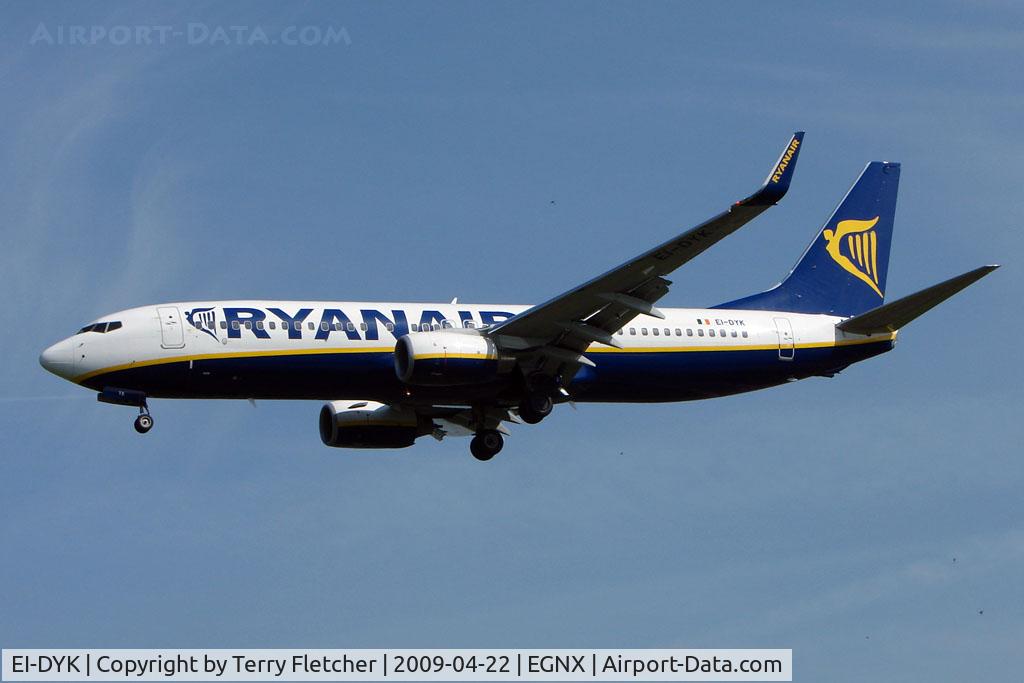EI-DYK, 2008 Boeing 737-8AS C/N 36573, Rayanair B737 at East Midlands