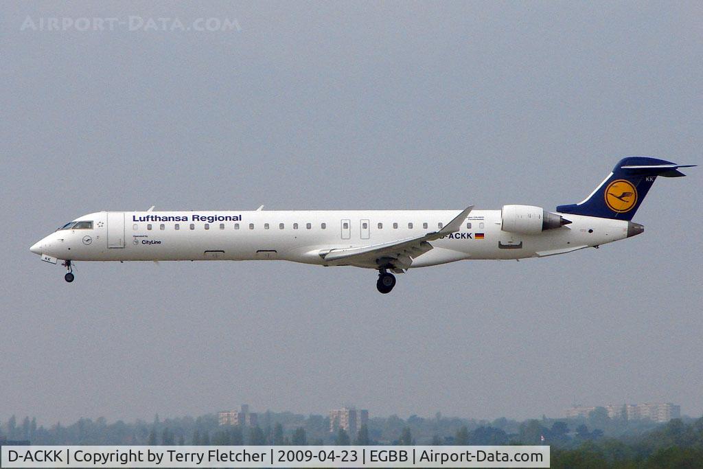 D-ACKK, 2006 Bombardier CRJ-900LR (CL-600-2D24) C/N 15094, Lufthansa CRJ900 about to land at BHX