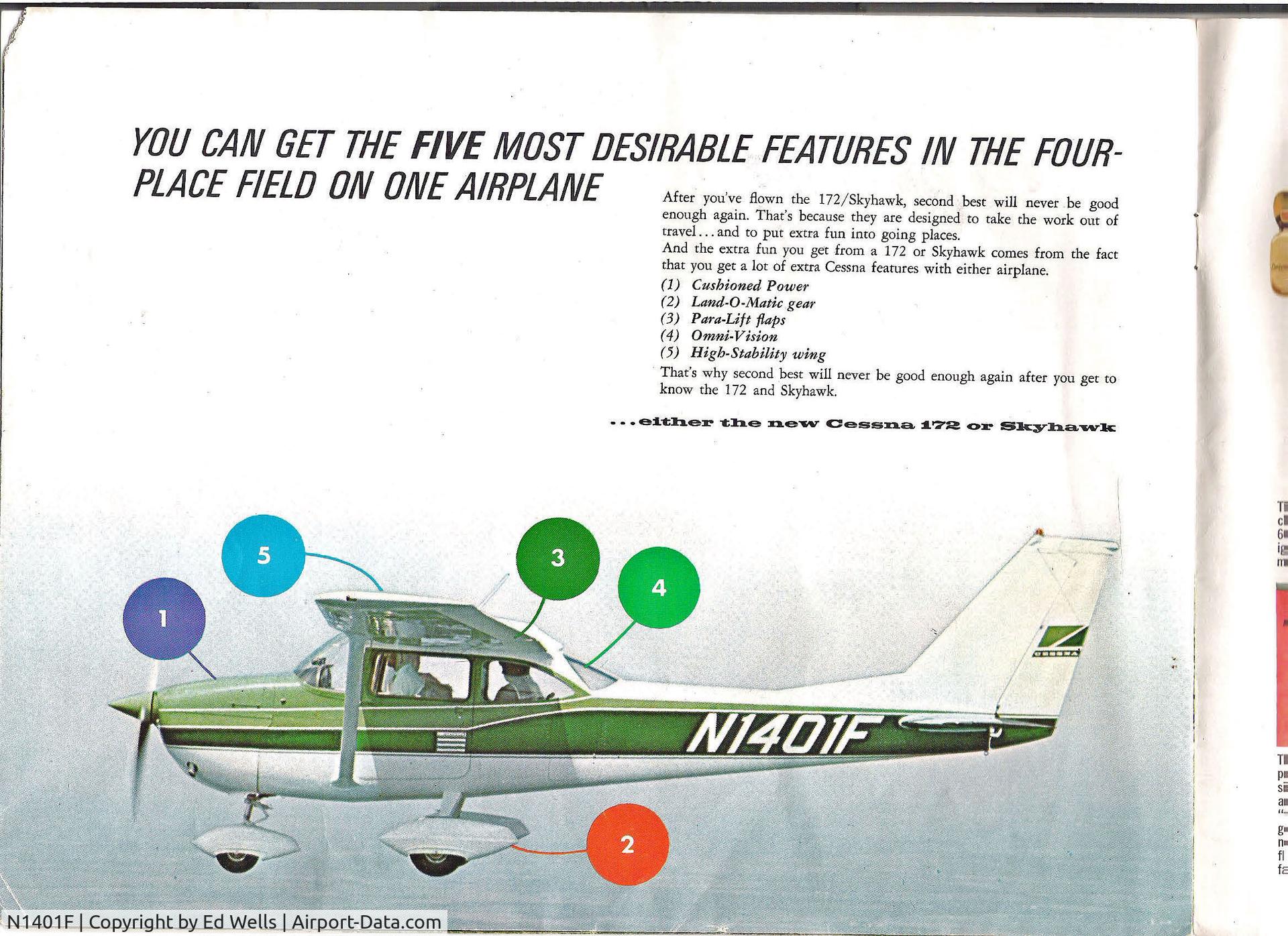 N1401F, 1966 Cessna 172H, c/n 17254896, From 1967 Cessna Sales Brochure.