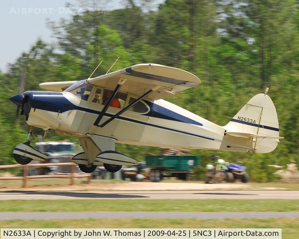 N2633A, 1952 Piper PA-22 C/N 22-905, Departing runway 31
