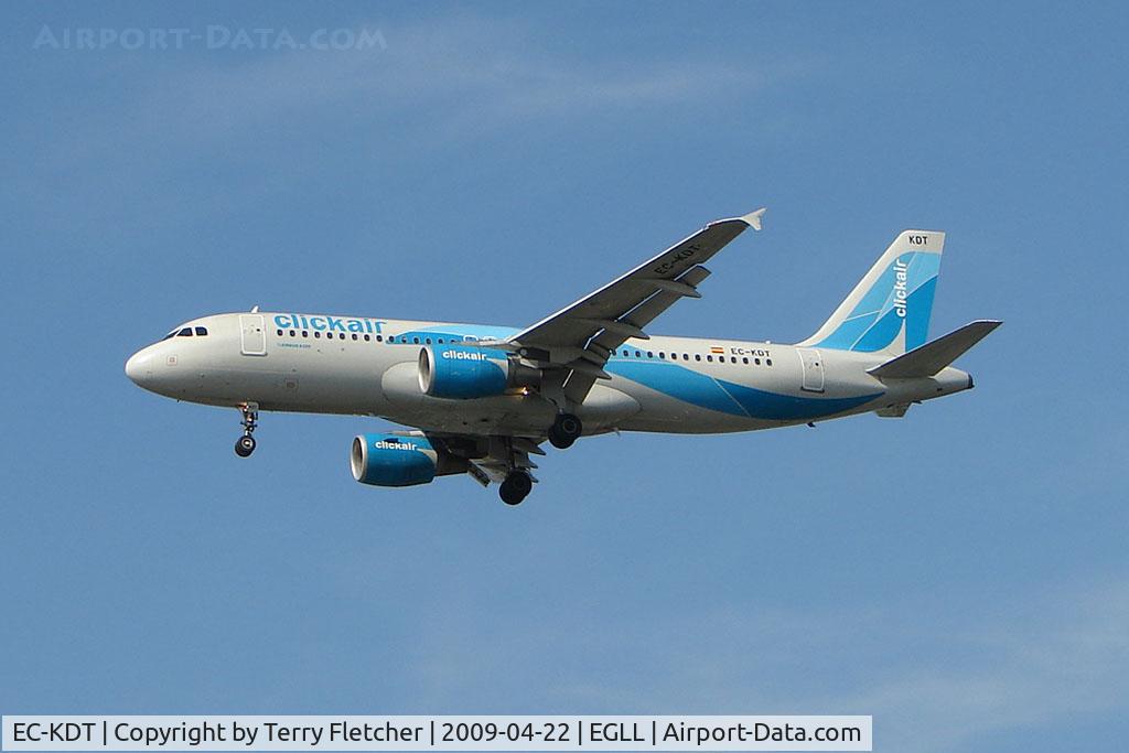 EC-KDT, 2007 Airbus A320-216 C/N 3145, Clickair A320 on approach to Heathrow