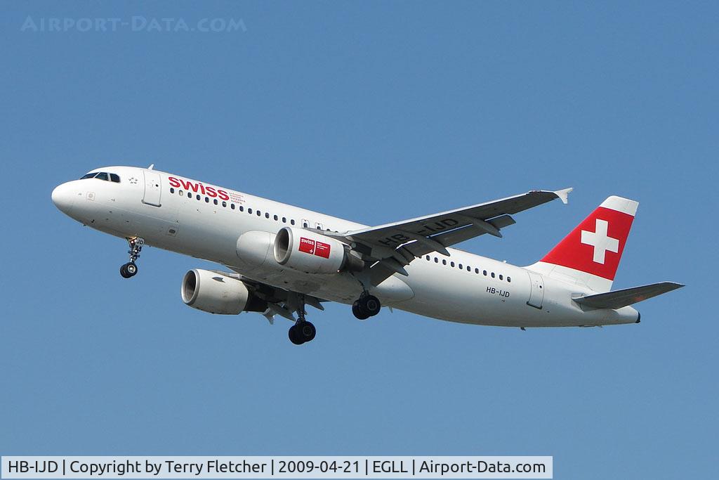 HB-IJD, 1995 Airbus A320-214 C/N 553, SWISS A320 on approach to London Heathrow