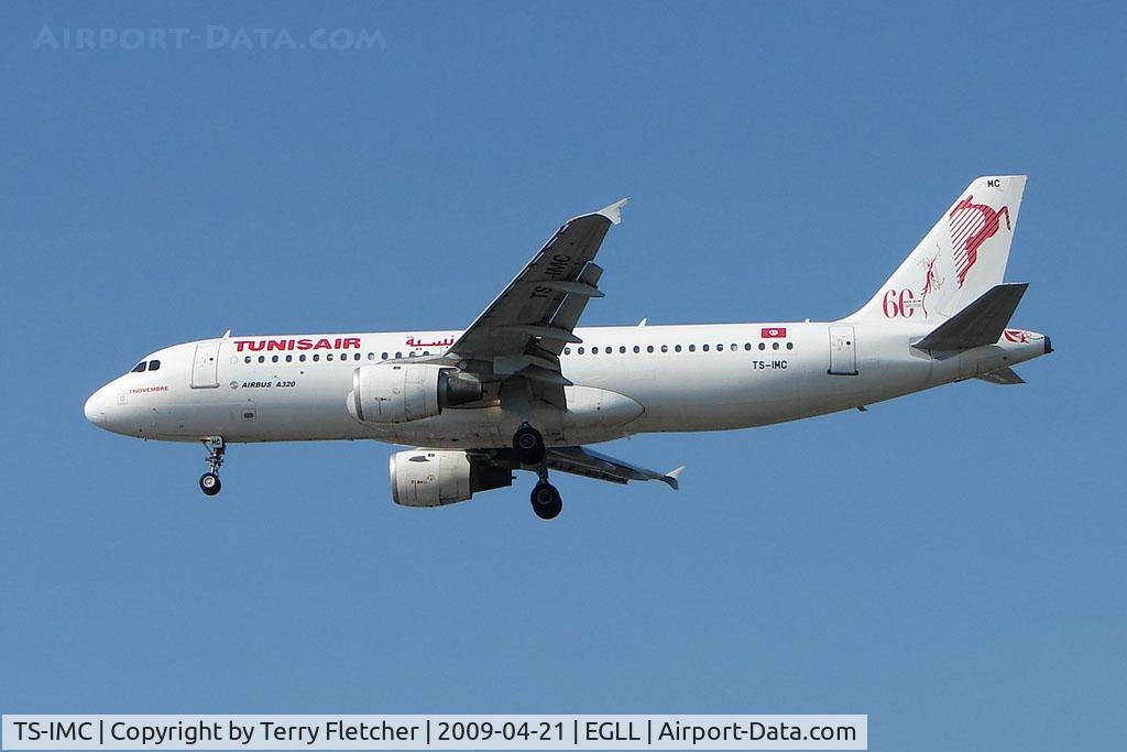TS-IMC, 1990 Airbus A320-211 C/N 0124, Tunisair A320 on approach to London Heathrow
