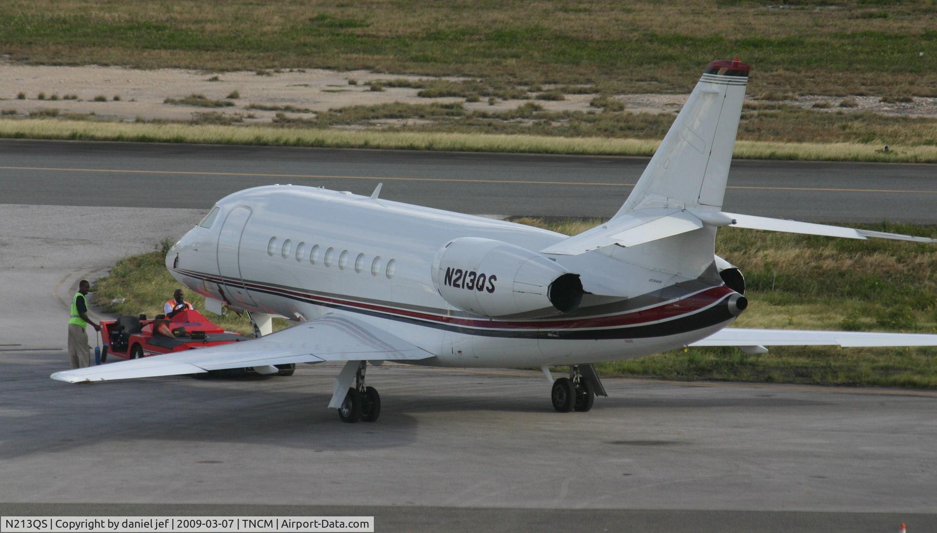 N213QS, 2000 Dassault Falcon 2000 C/N 113, park at the cargo ramp
