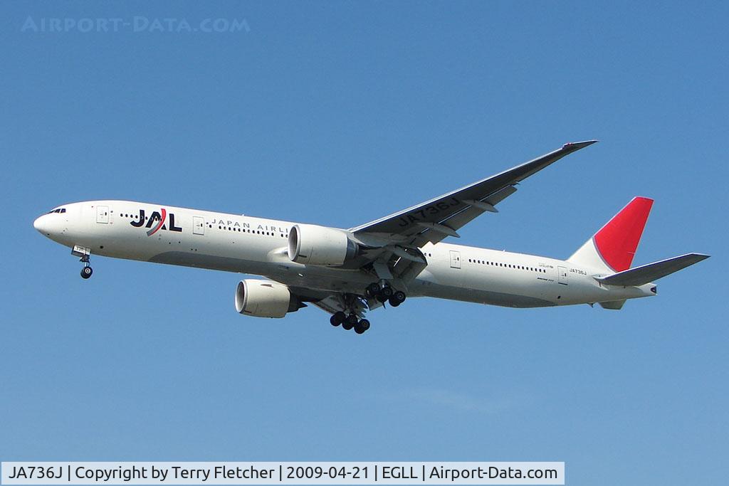 JA736J, 2006 Boeing 777-346/ER C/N 32435, JAL B777 on approach to LHR