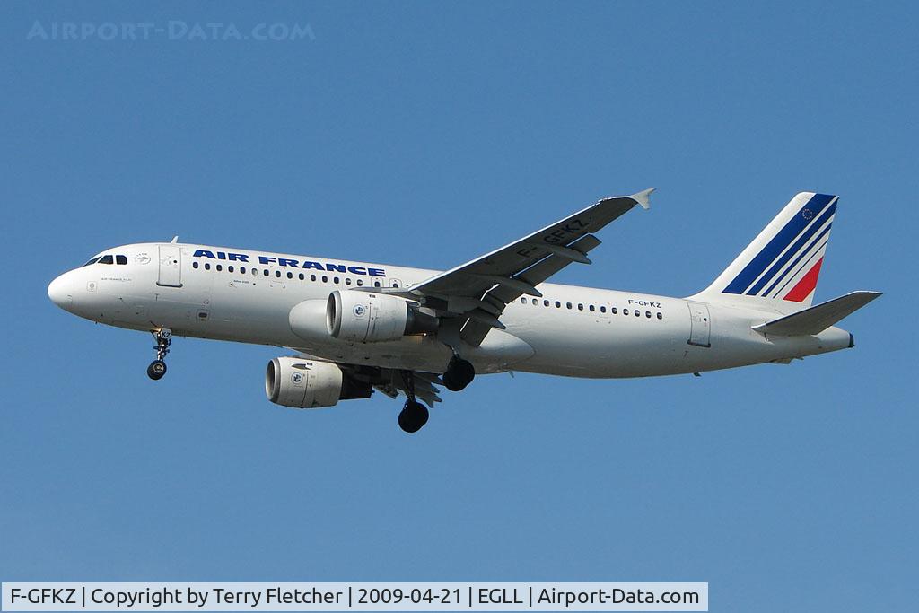 F-GFKZ, 1991 Airbus A320-211 C/N 0286, Air France A320 on approach to London Heathrow