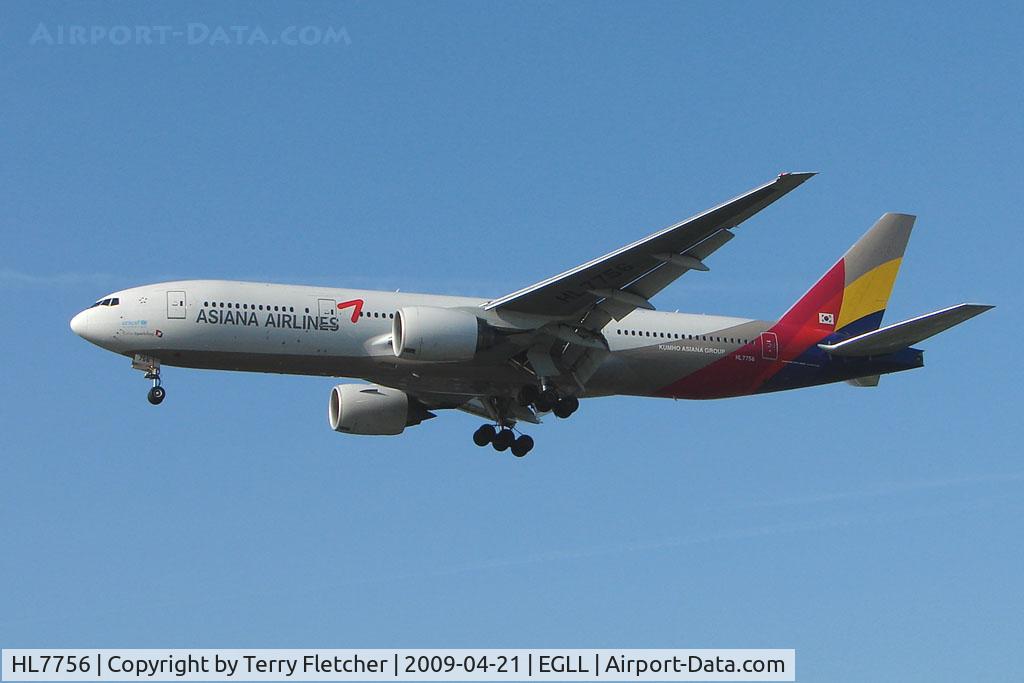 HL7756, Boeing 777-28E/ER C/N 30860/659, Asiana B777 on approach to London Heathrow