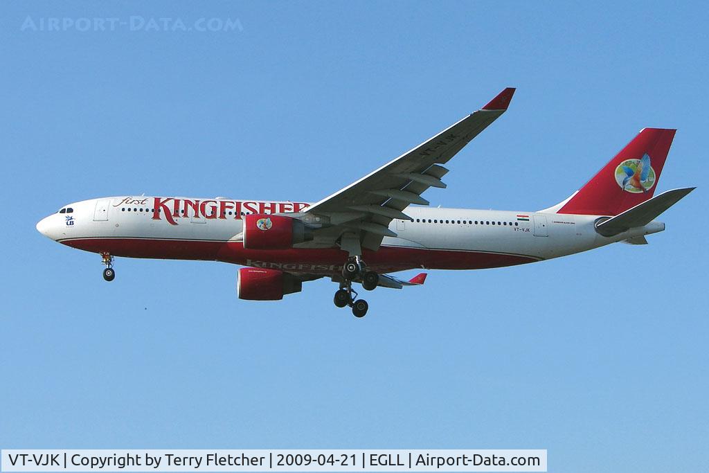 VT-VJK, 2008 Airbus A330-223 C/N 874, Kingfisher Airbus 330 on approach to London Heathrow