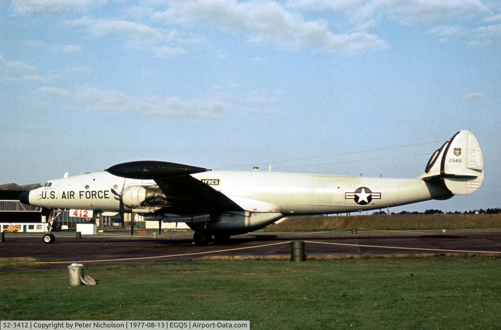 52-3412, 1952 Lockheed EC-121T Warning Star C/N 1049A-4330, Another view of the EC-121T Warning Star from NAS Keflavik at the 1977 RAF Lossiemouth Open Day.