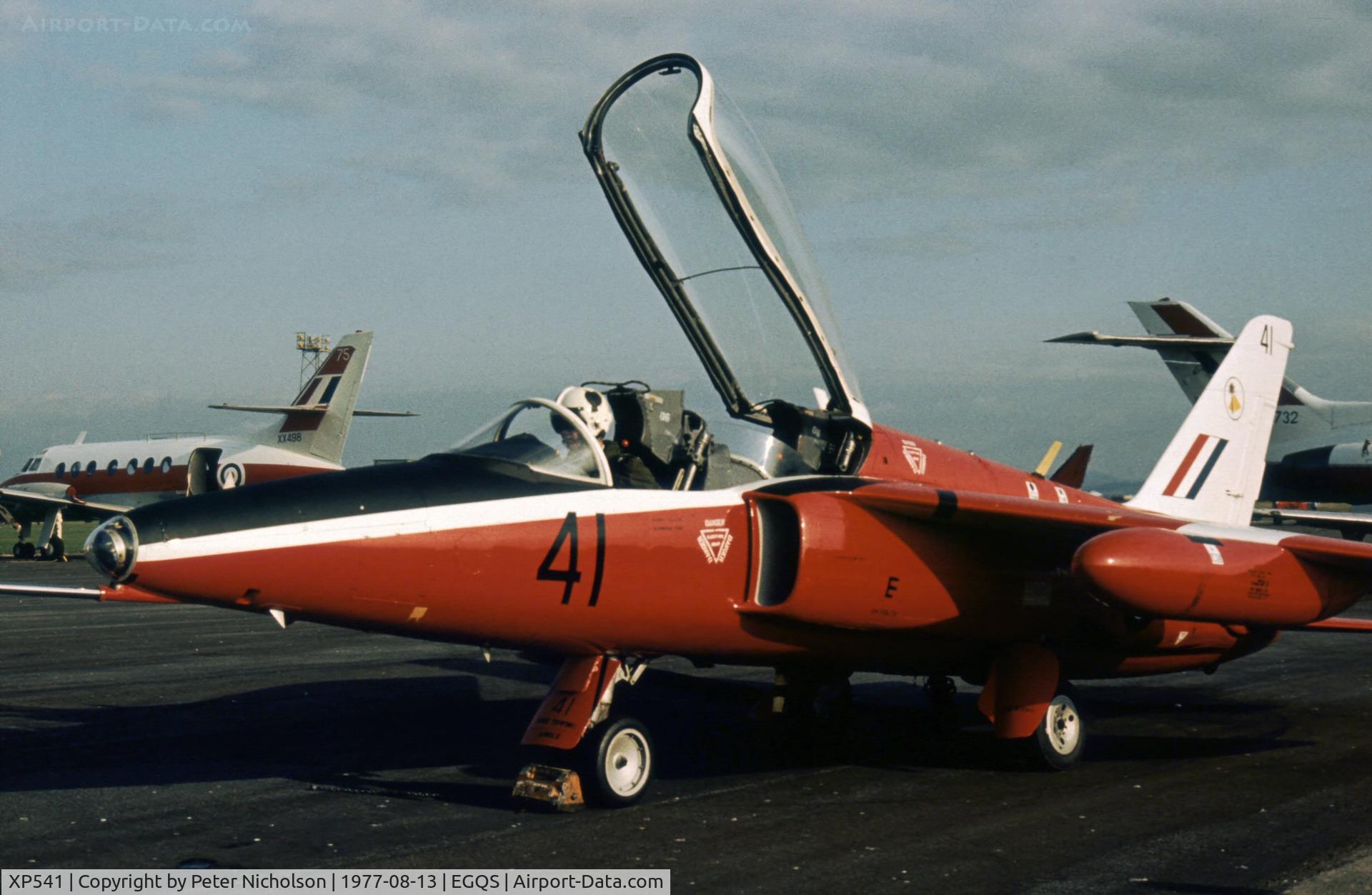 XP541, 1963 Hawker Siddeley Gnat T.1 C/N FL543, Gnat T.1 of 4 Flying Training School at the 1977 RAF Lossiemouth Open Day.