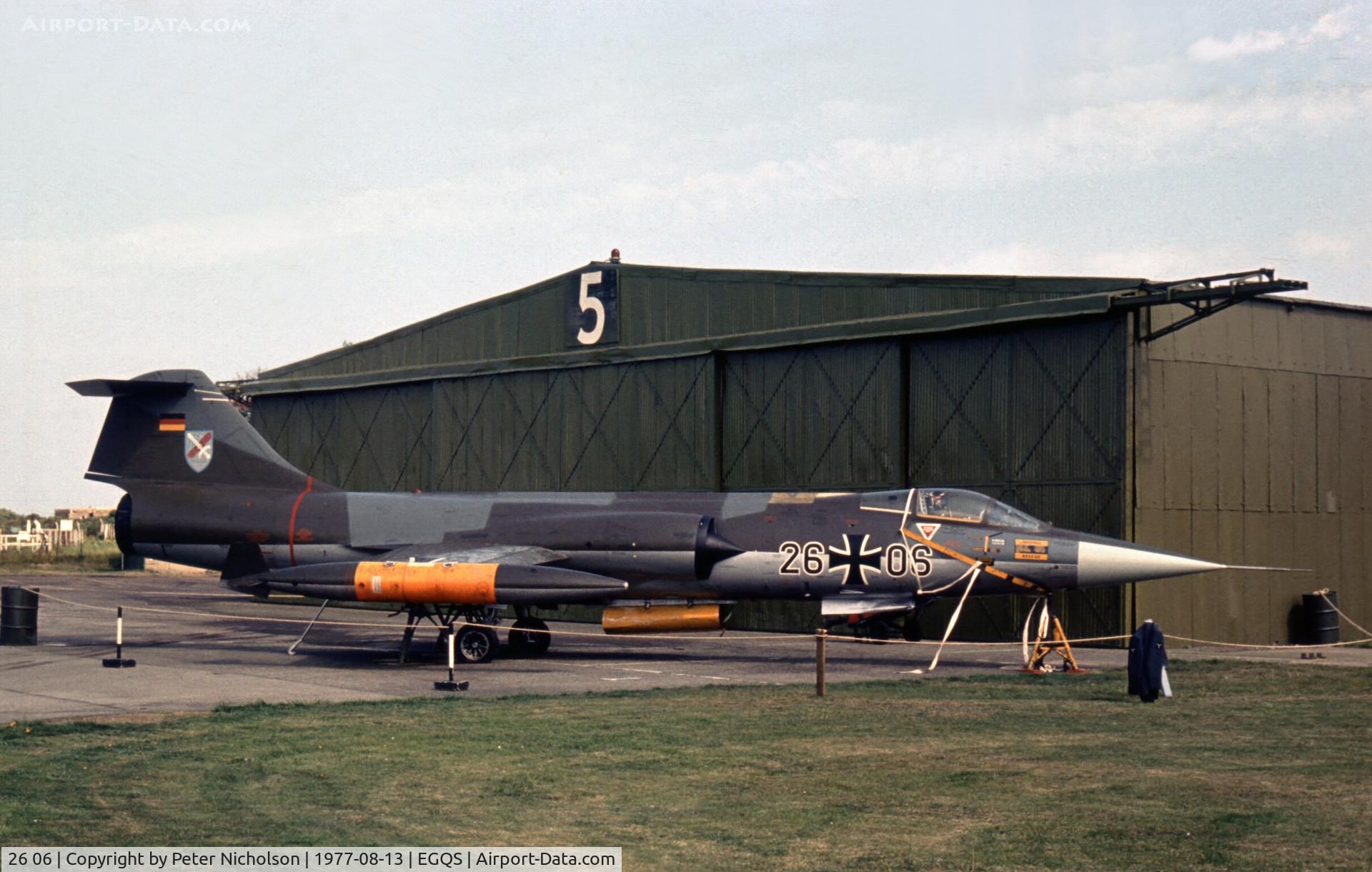 26 06, Lockheed F-104G Starfighter C/N 683-9134, F-104G Starfighter of JBG-31 at the 1977 RAF Lossiemouth Open Day.