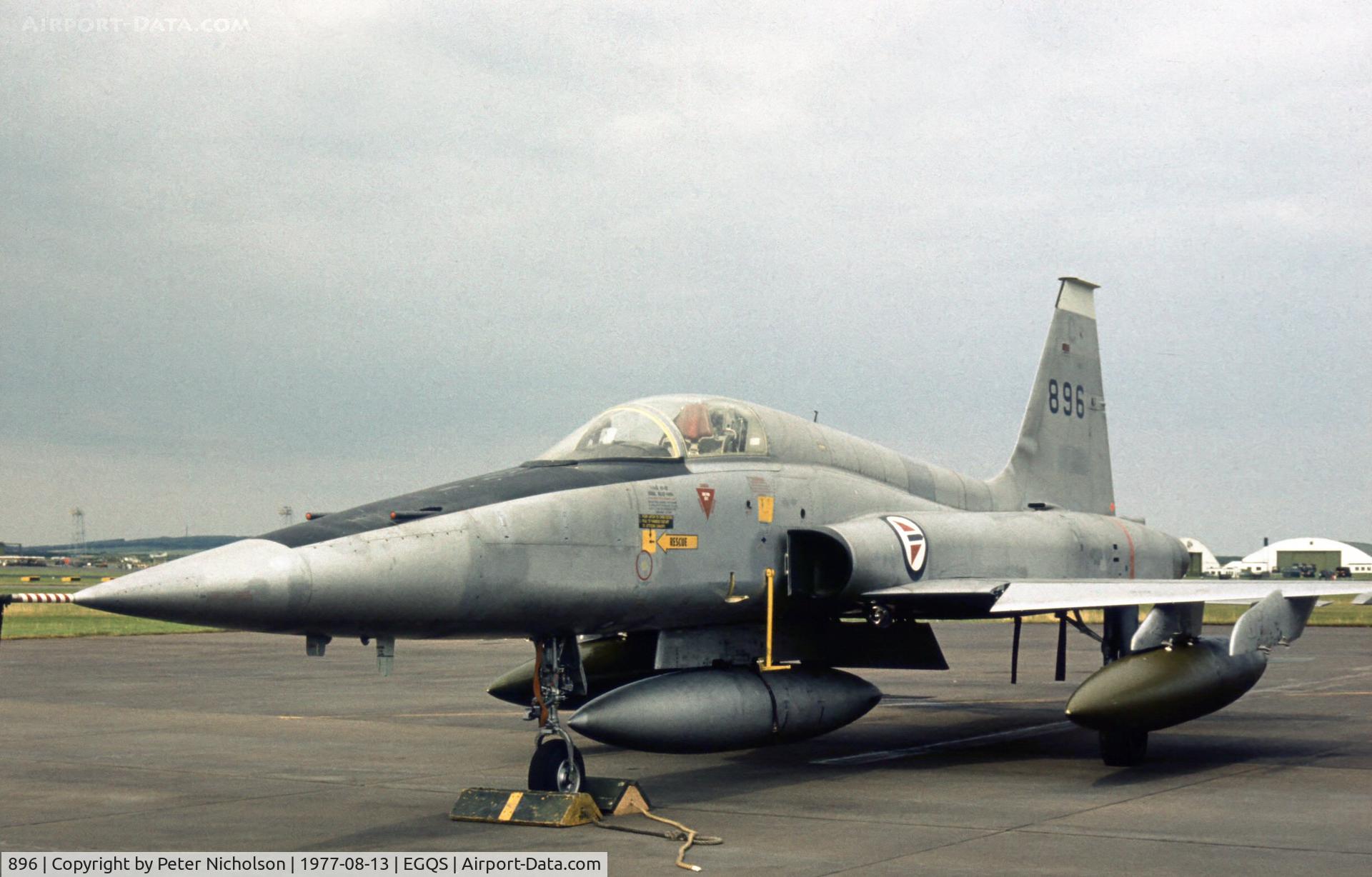 896, 1967 Northrop F-5A Freedom Fighter C/N N.7059, Royal Norwegian Air Force F-5A 896 of 718 Skv at the 1977 RAF Lossiemouth Open Day.