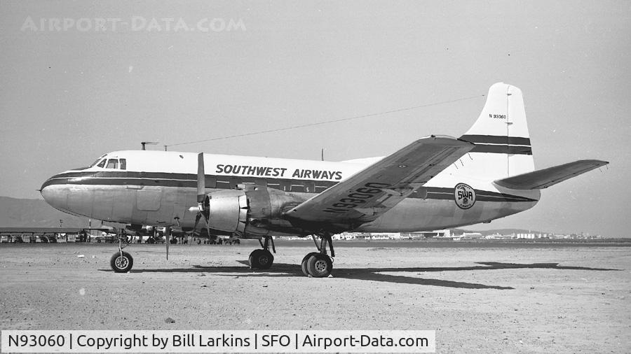 N93060, 1948 Martin 202 C/N 9149, Freshly painted for Southwest Airways in 1952.