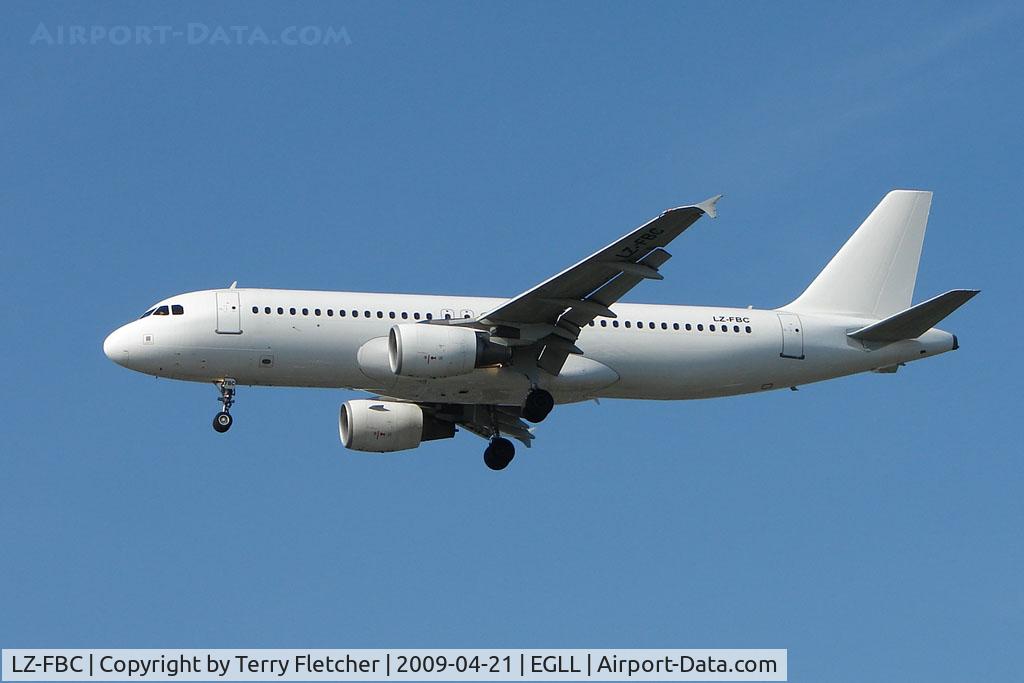 LZ-FBC, 2005 Airbus A320-214 C/N 2540, Bulgaria Air A320 on approach to London Heathrow