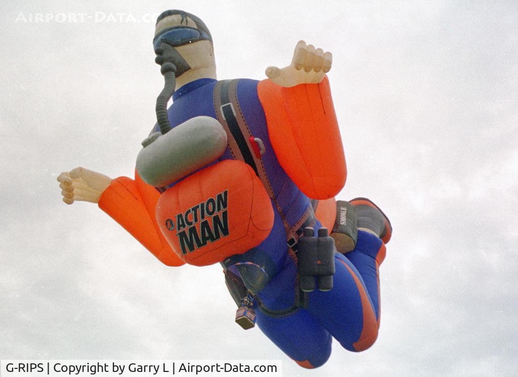 G-RIPS, 1997 Cameron Balloons Parachutist-110 C/N 4092, Action Man hot air balloon - it was enormous in size