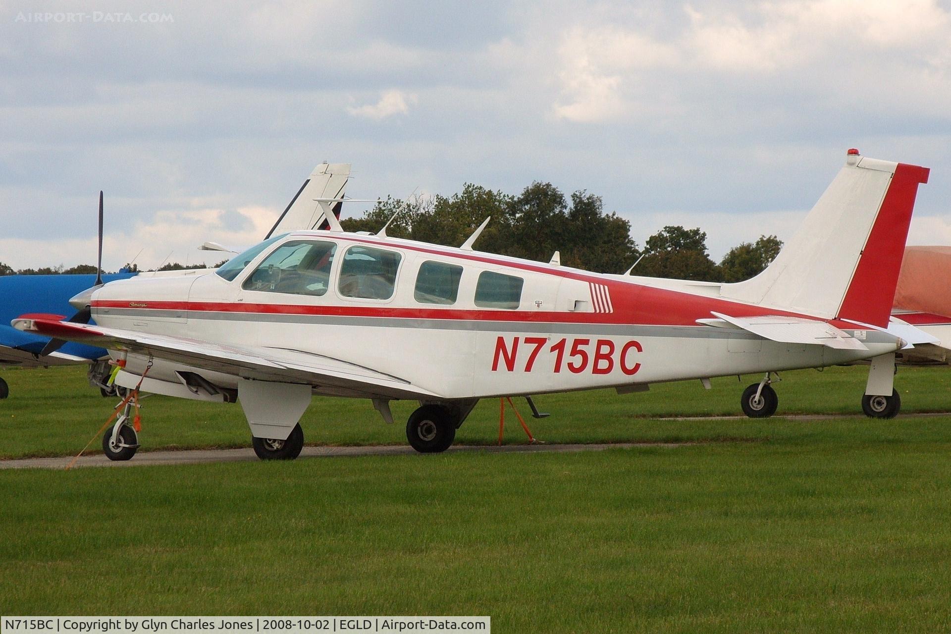 N715BC, 1975 Beech A36 Bonanza 36 C/N E782, Previously F-BXOZ. Owned by N715BC Inc Trustee.