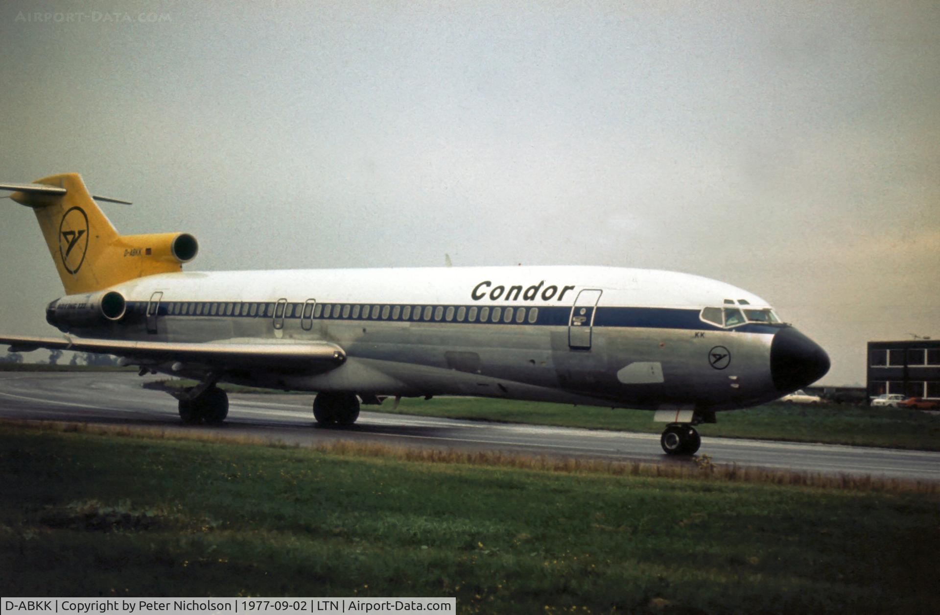 D-ABKK, 1975 Boeing 727-230 C/N 21113, Boeing 727-230 of Condor arriving at Luton in September 1977.