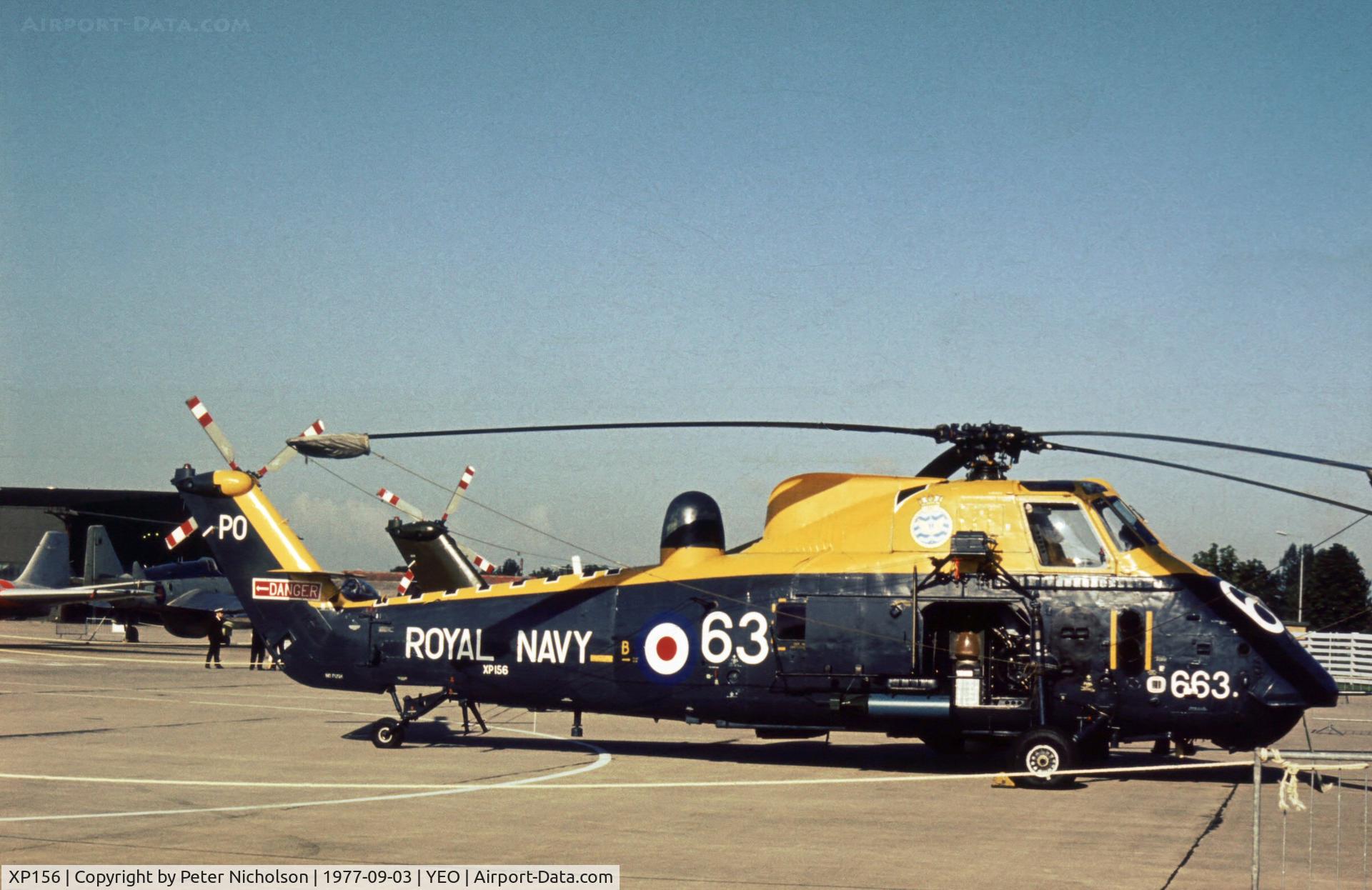 XP156, 1962 Westland Wessex HAS.3 C/N WA89, Wessex HAS.3 of 737 Squadron at the 1977 RNAS Yeovilton Air Day.
