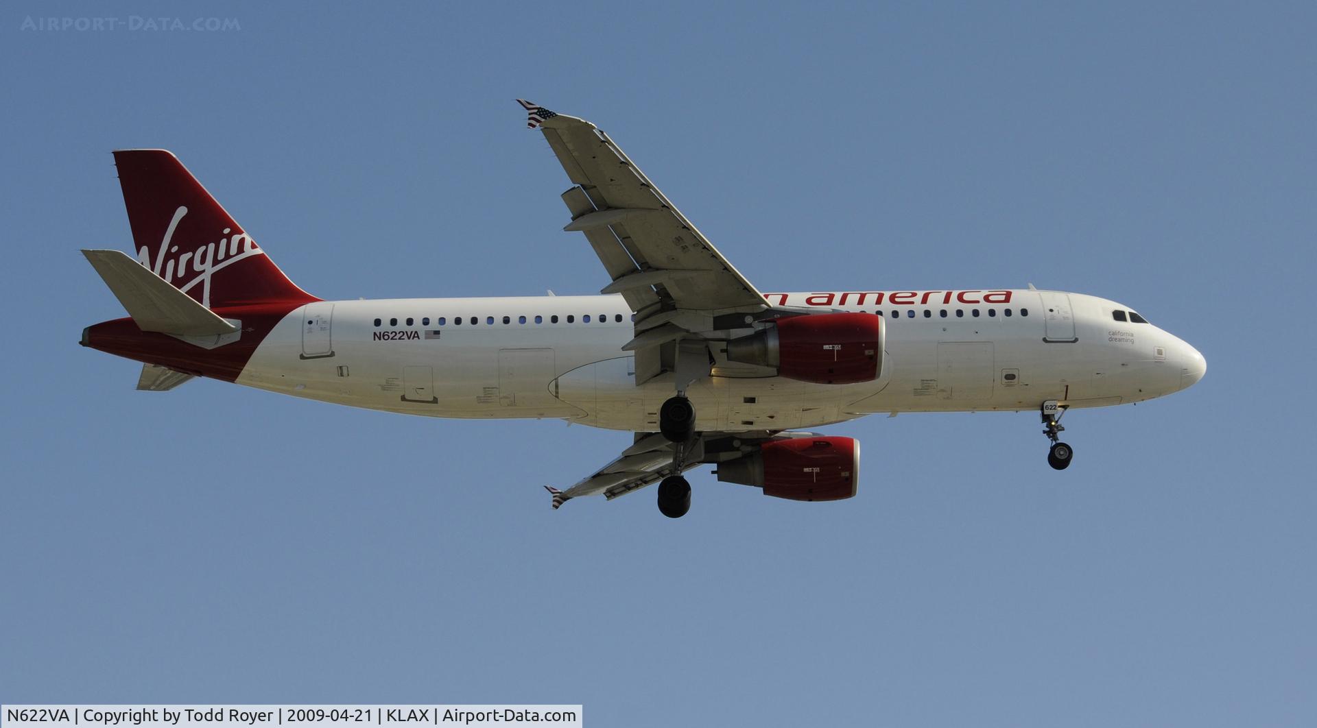 N622VA, 2006 Airbus A320-214 C/N 2674, Landing 24R at LAX