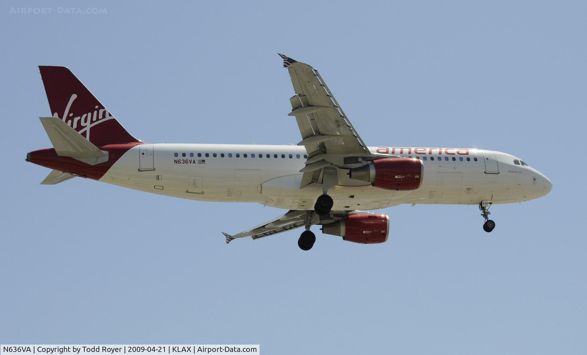N636VA, 2008 Airbus A320-214 C/N 3460, Landing 24R at LAX