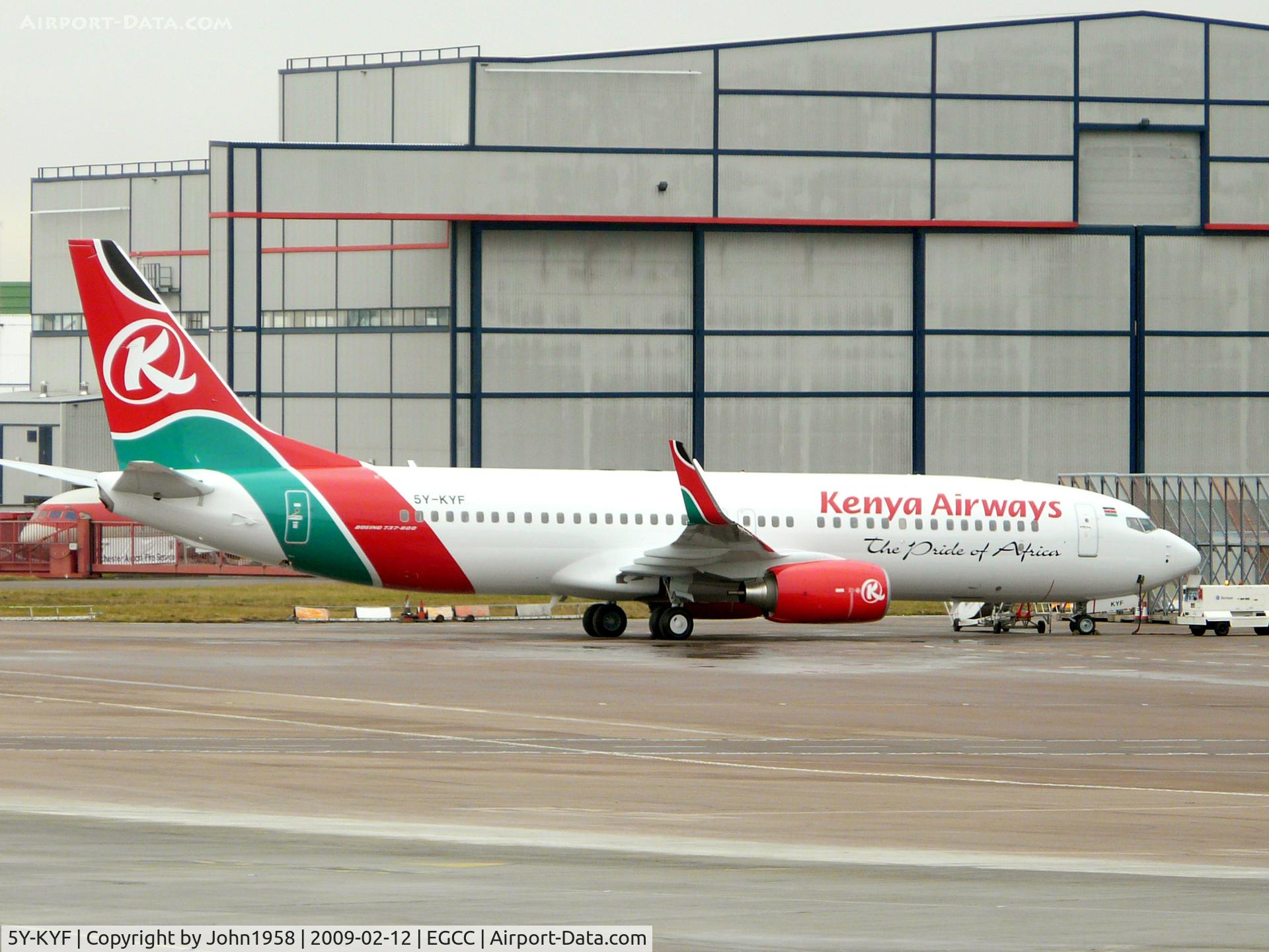 5Y-KYF, 2009 Boeing 737-86N C/N 35637, Boeing 737-86N WL on delivery through Manchester