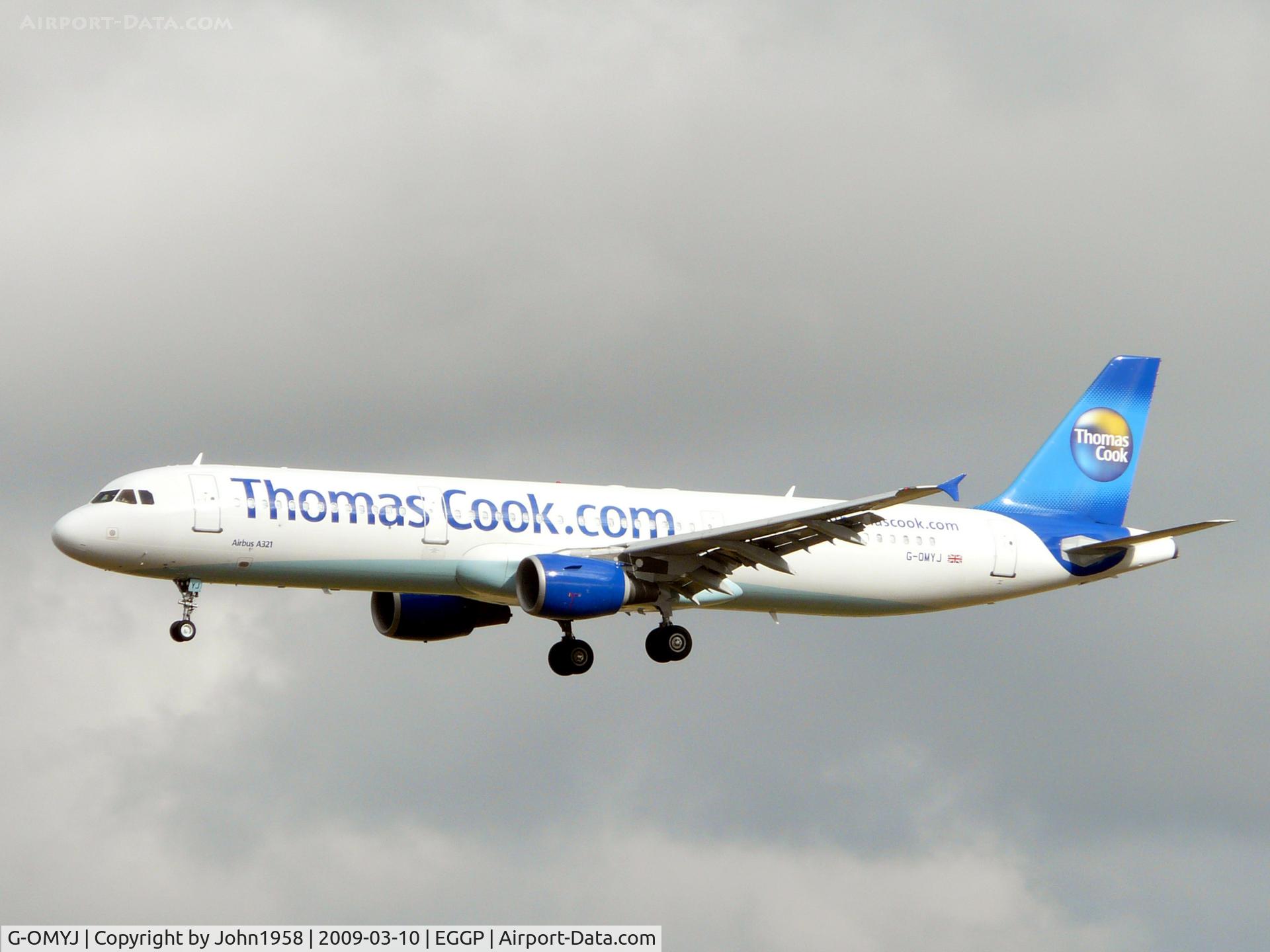 G-OMYJ, 1997 Airbus A321-211 C/N 677, About to land at LPL with football supporters