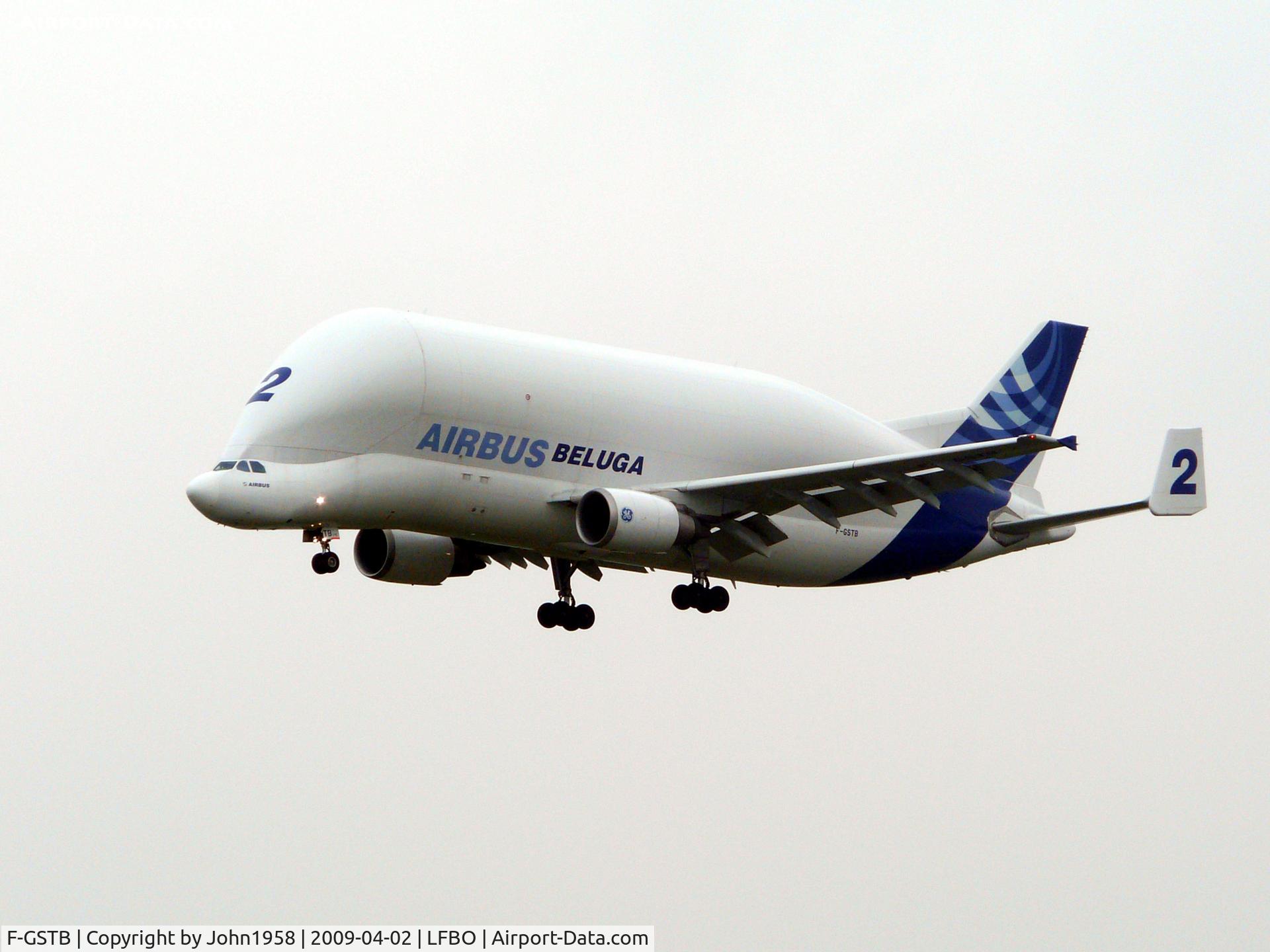 F-GSTB, 1996 Airbus A300B4-608ST Super Transporter C/N 751, About to land at TLS