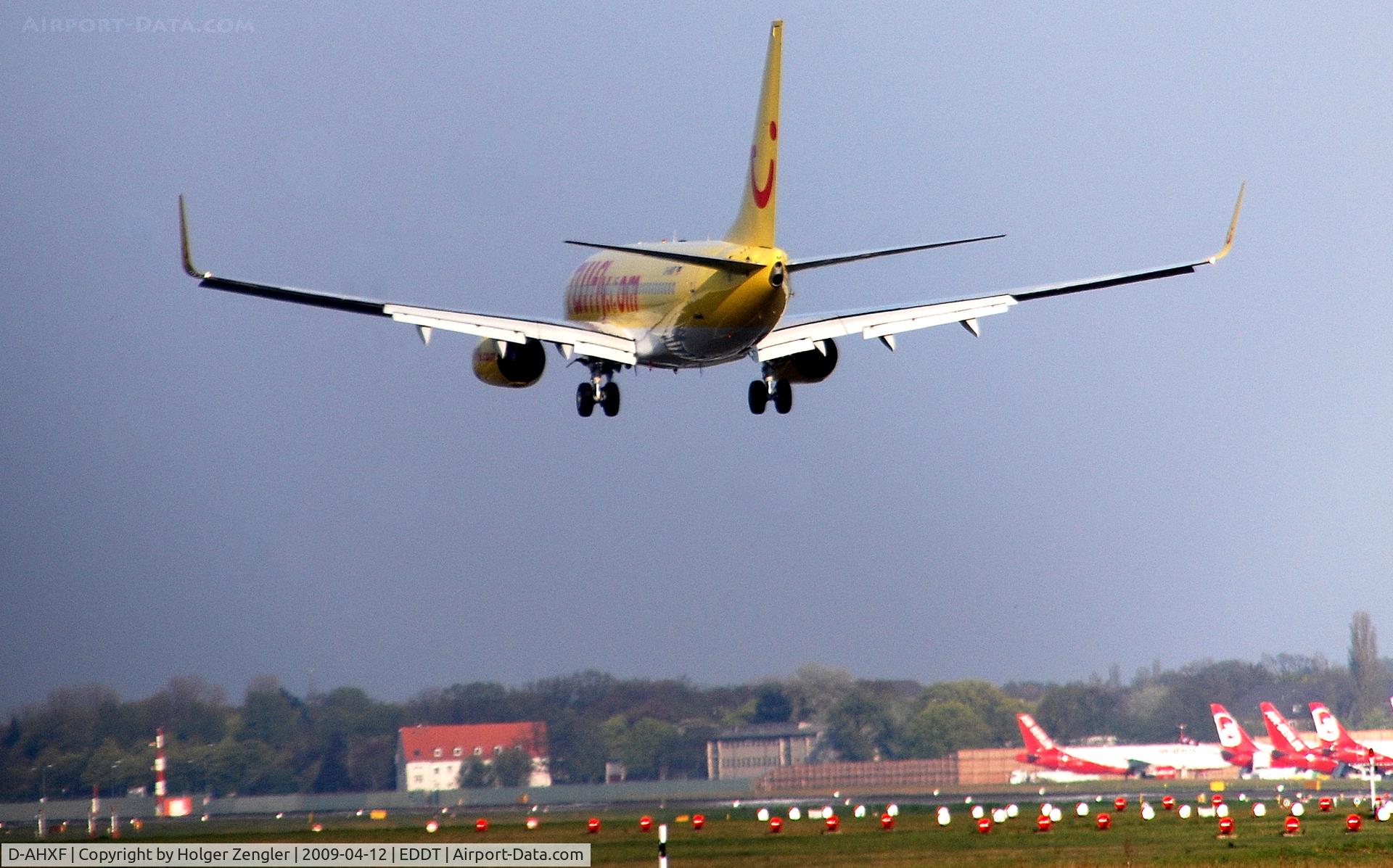 D-AHXF, 2007 Boeing 737-7K5 C/N 35136, TUIfly Boeing 737-7K5 beyond the western fence at TXL