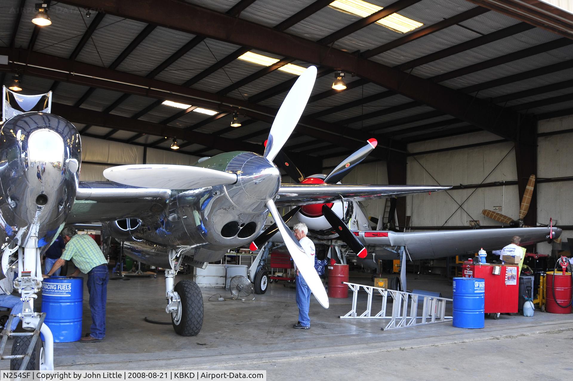 N254SF, 1956 Hawker FB60 Fury Replica C/N 37514, The Sea Fury and the P-38 together in the Ezell hanger