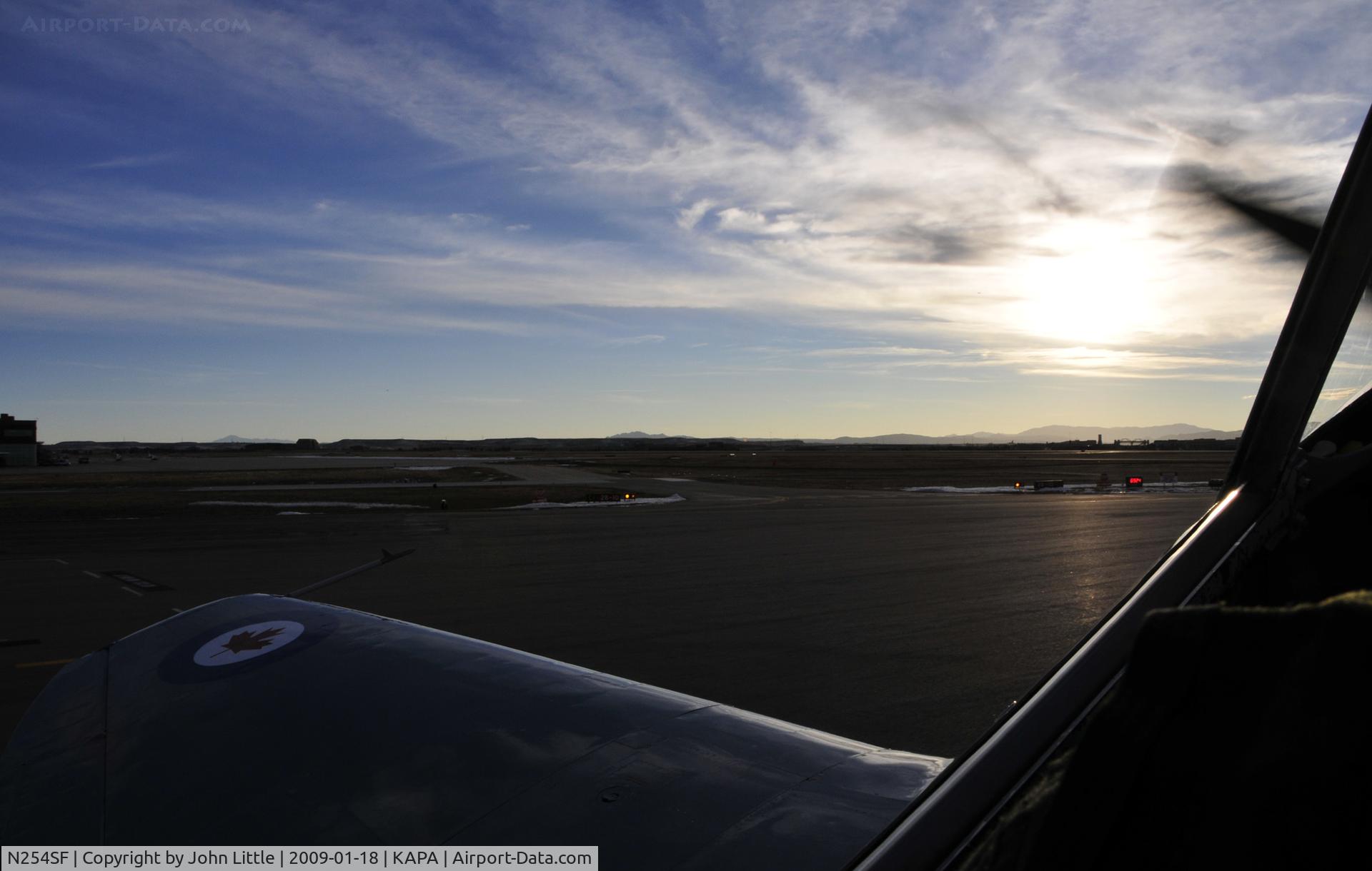 N254SF, 1956 Hawker FB60 Fury Replica C/N 37514, Taxi out to 35R with the sun over the mountains