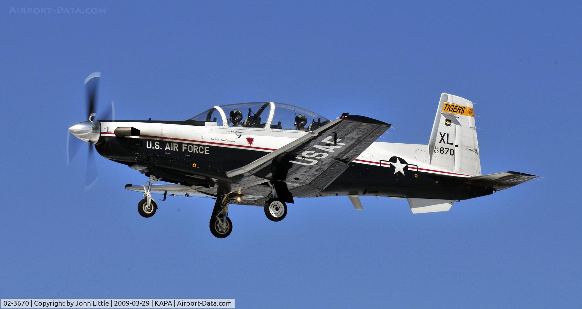 02-3670, 2002 Raytheon T-6A Texan II C/N PT-215, I don't promise I can read the actual numbers on these, I just love to take pictures of them