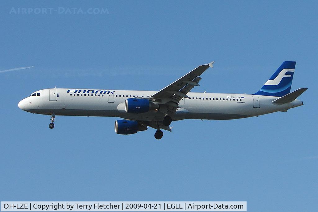 OH-LZE, 2003 Airbus A321-211 C/N 1978, Finnair A321 on approach to London Heathrow