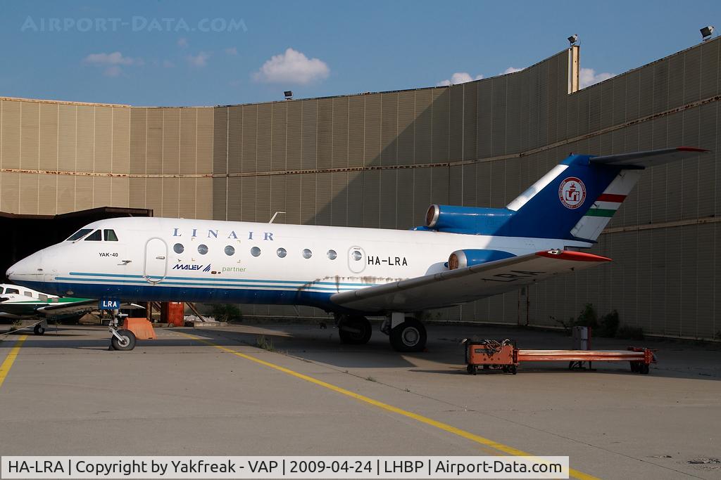 HA-LRA, 1974 Yakovlev Yak-40 C/N 9440837, Linair Yakovlev 40