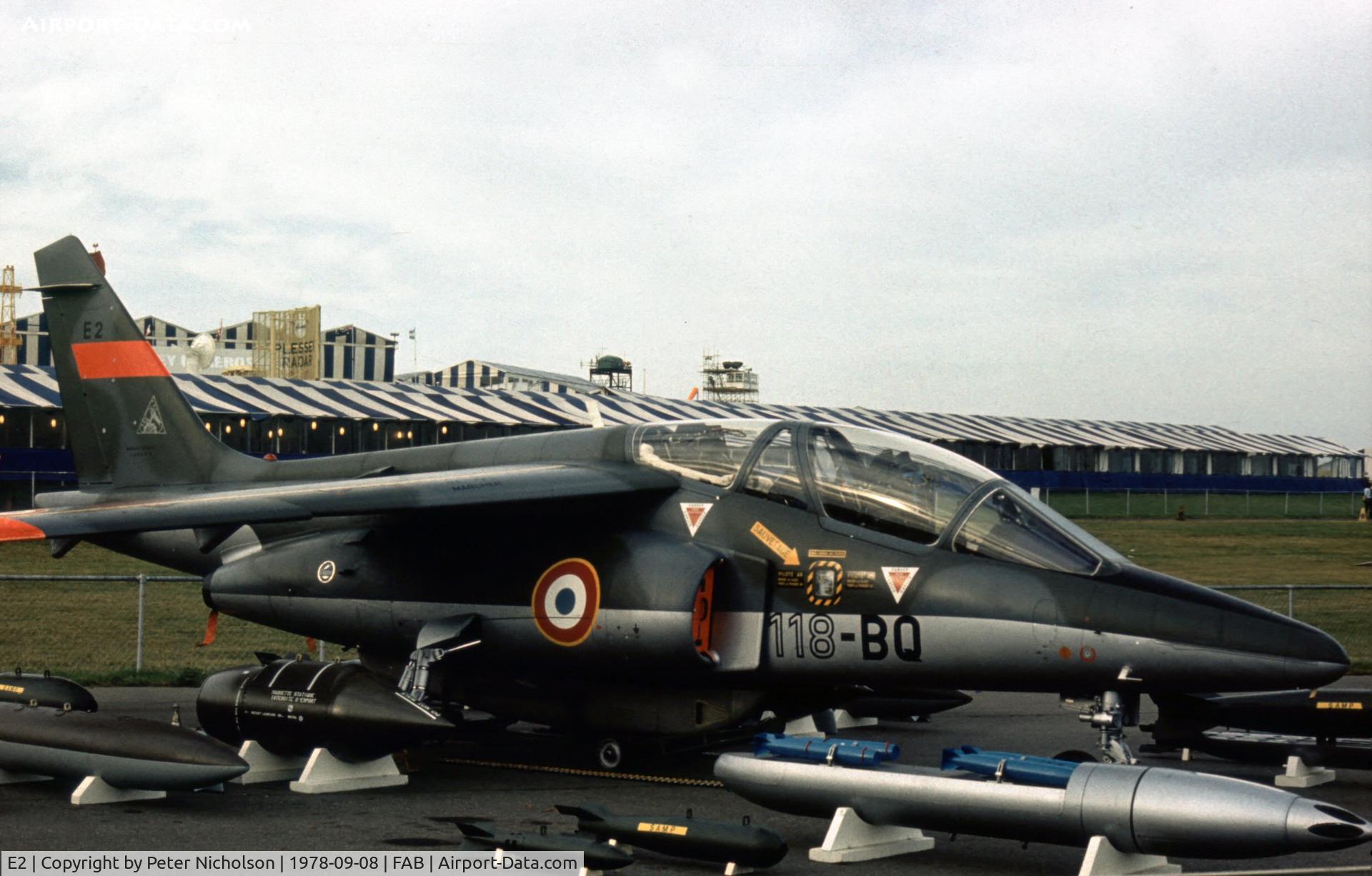 E2, Dassault-Dornier Alpha Jet E C/N E2, Second production Alpha Jet at the 1978 Farnborough Airshow - it crashed later that month whilst on a demonstration flight.