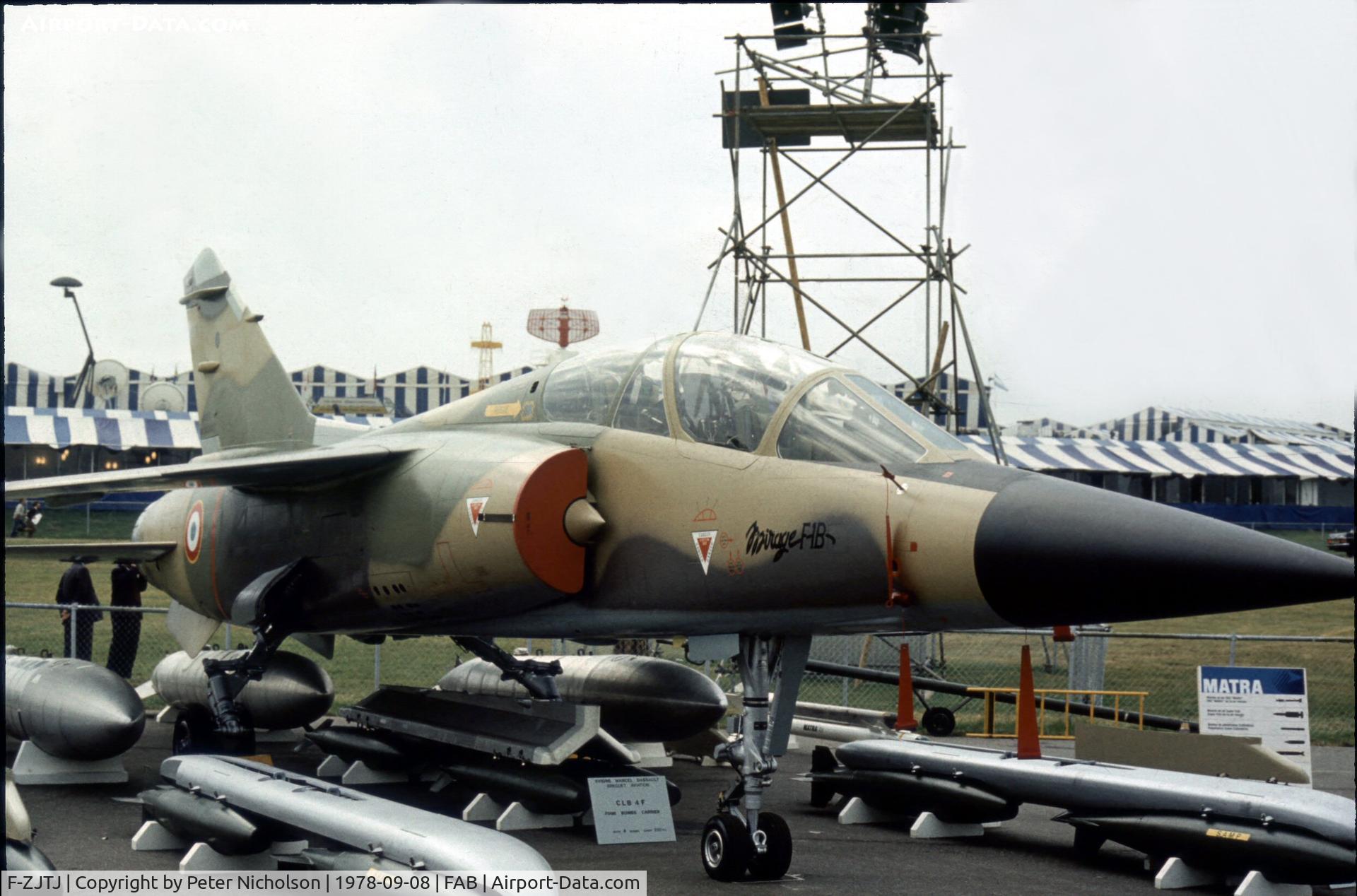 F-ZJTJ, Dassault Mirage F.1B C/N 10, Mirage F.1B in the static park at the 1978 Farnborough Airshow.