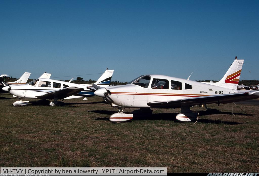VH-TVY, 1977 Piper PA-28-181 C/N 28-7790355, tvy on left hand side of urk (urk is a warrior pa28)