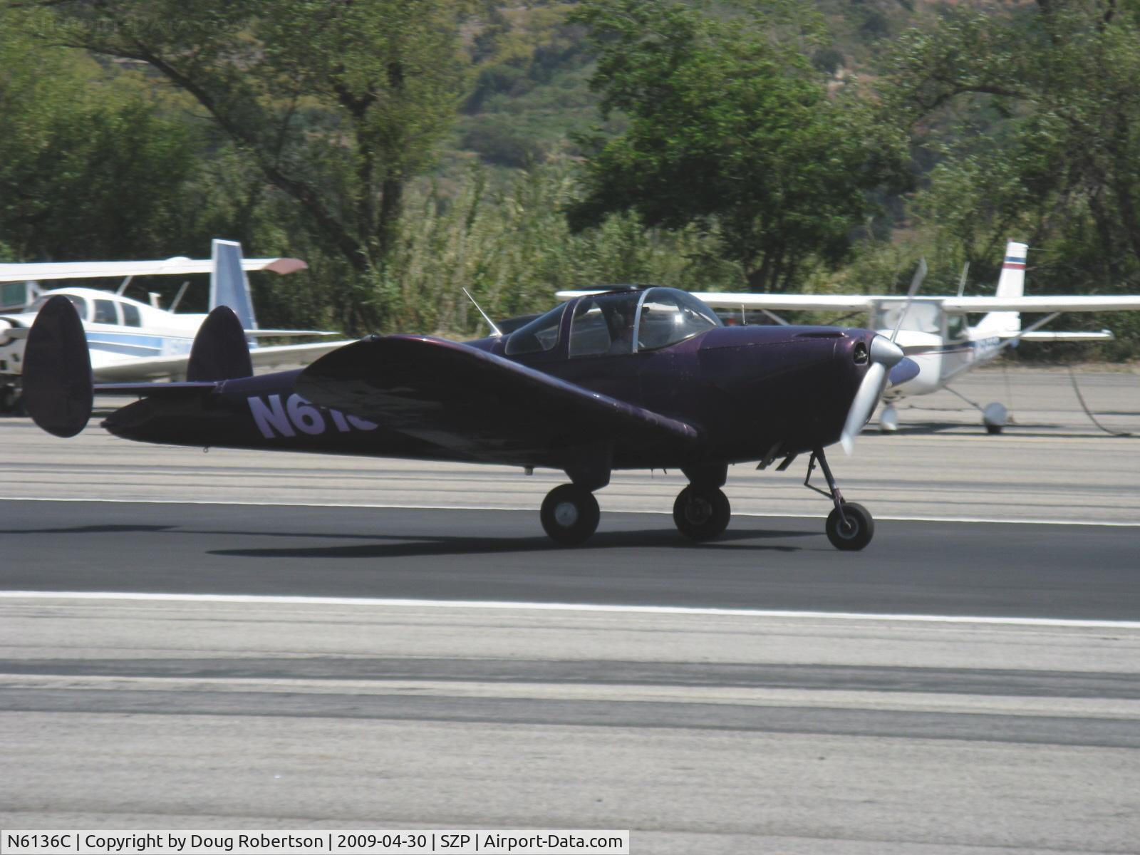 N6136C, 1956 Forney F-1 C/N 5607, 1956 Forney F-1 FORNAIRE AIRCOUPE, Continental C-90-12 95 Hp for takeoff, landing roll Rwy 22